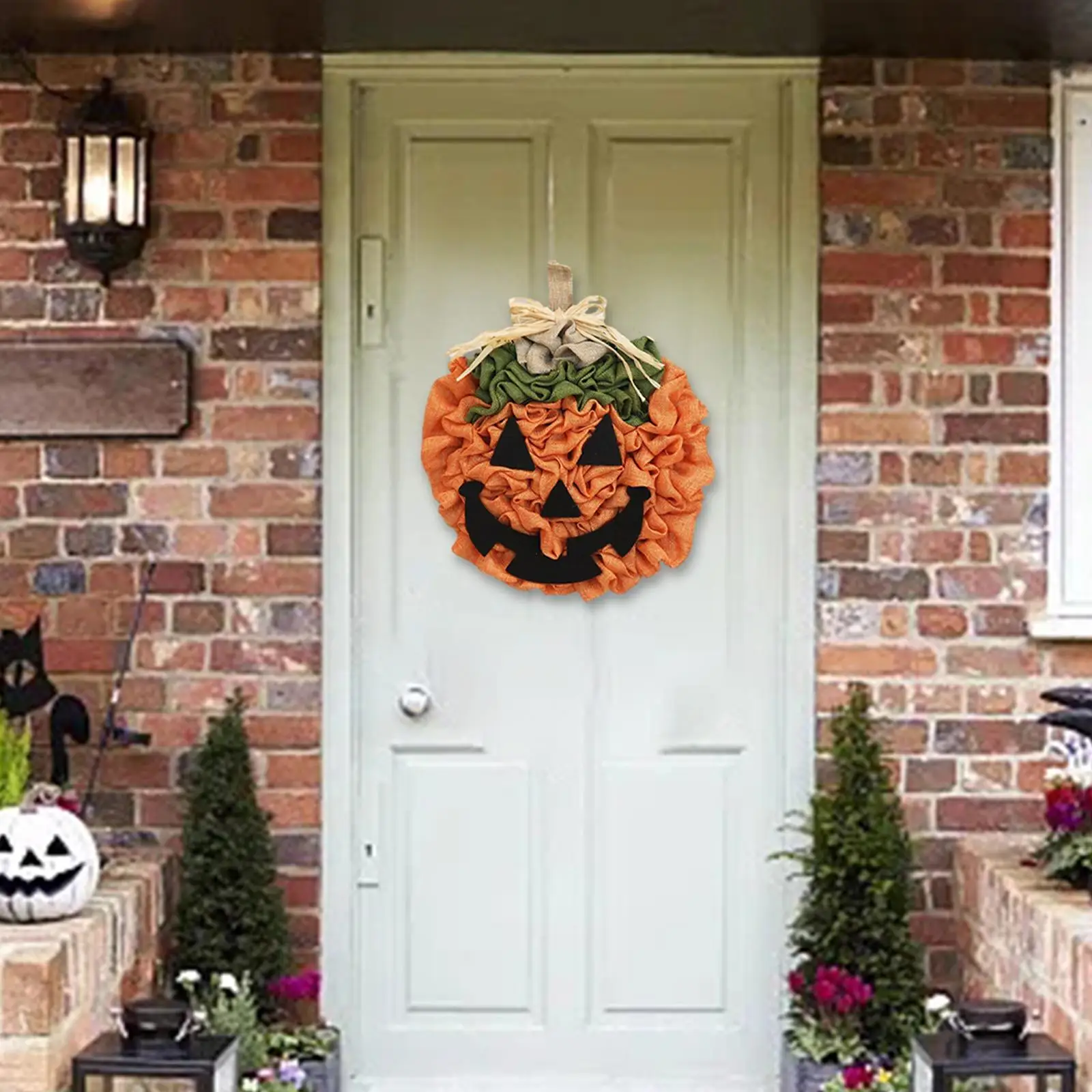 Halloween Pumpkin Door Hanging Wreath Festivals Decorations Durable Multifunctional Diameter 30cm Welcome Sign for Office Door