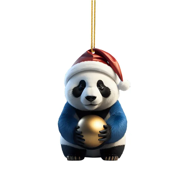 Creative Adorable Cartoon Panda Home Christmas Tree Hanging Ornaments  Acrylic Flat Christmas Decorations - AliExpress