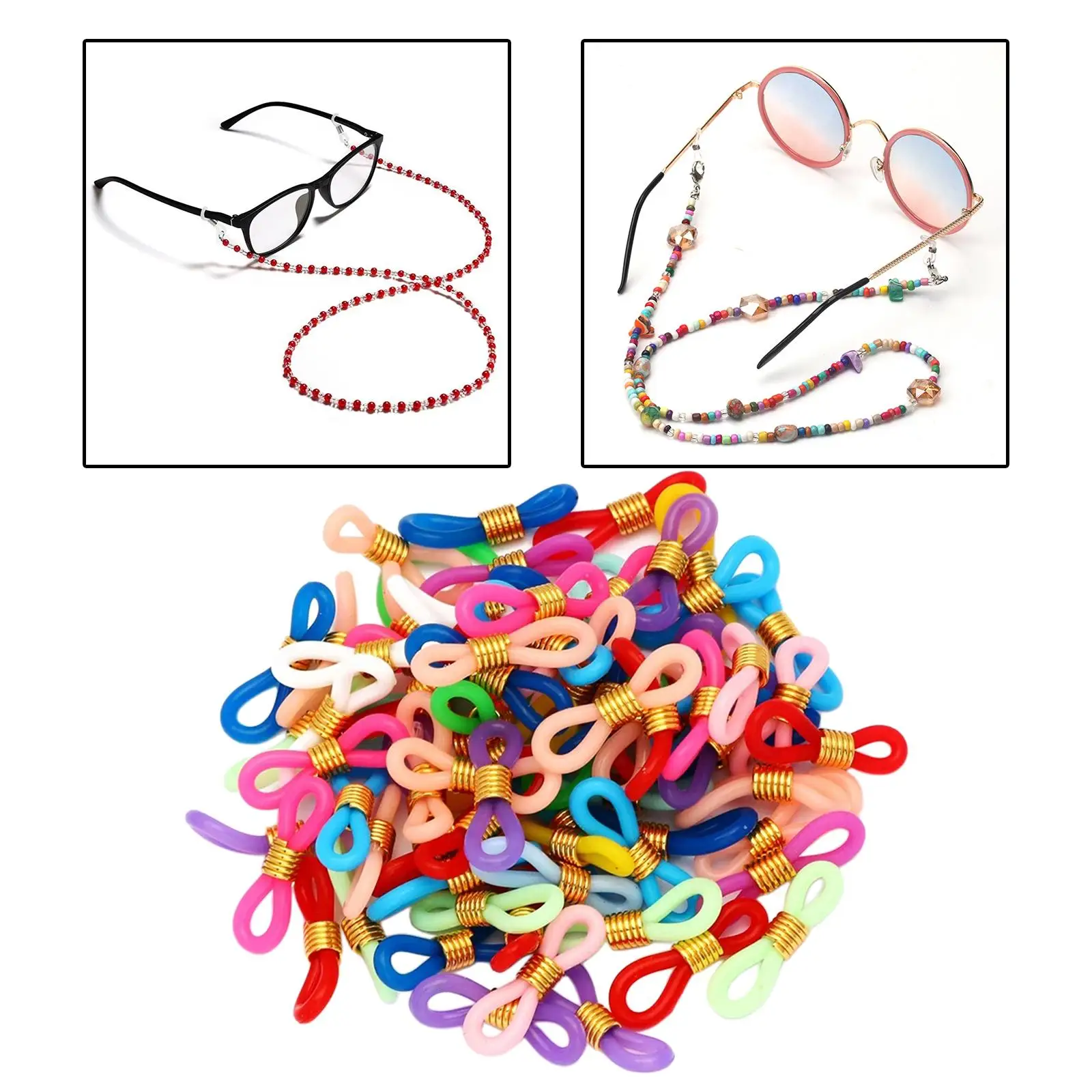 50 pcs Eyeglasses Spectacles Chain Glasses Retainer Ends Rope Sunglasses Cord Holder Strap Retainer End Loop Connector