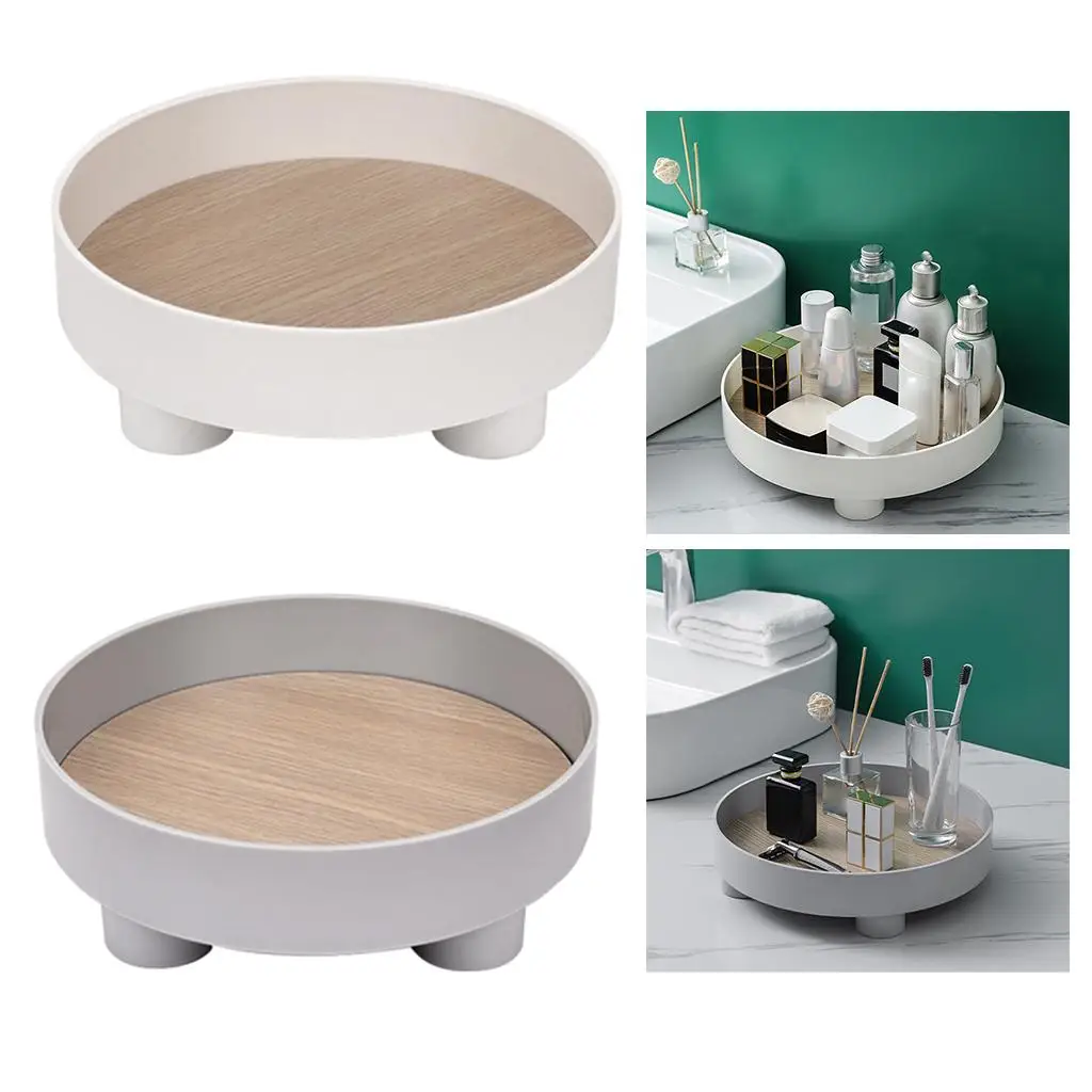 Food Serving  Tray with Feet,Organizer Multifunctional  Coffee,Tea Plastic & Wood Decorative Platters for Party Home Fruit