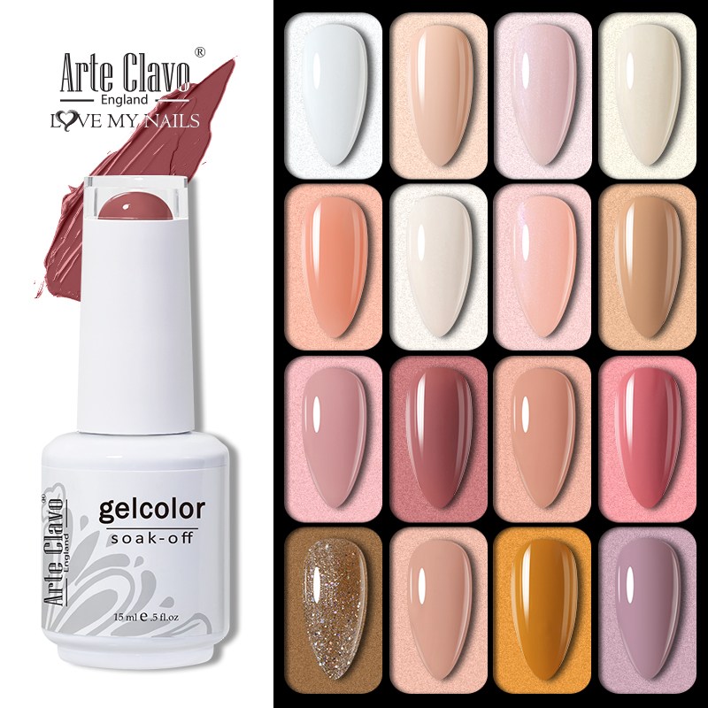 Best of ArteClavo 15ml Nude Pink Colors Gel Nail Polish Hybrid Gel Lak Nail Polish New White Nail Art Vernis Varnish UV Top Manicure Set Reviews & Tips