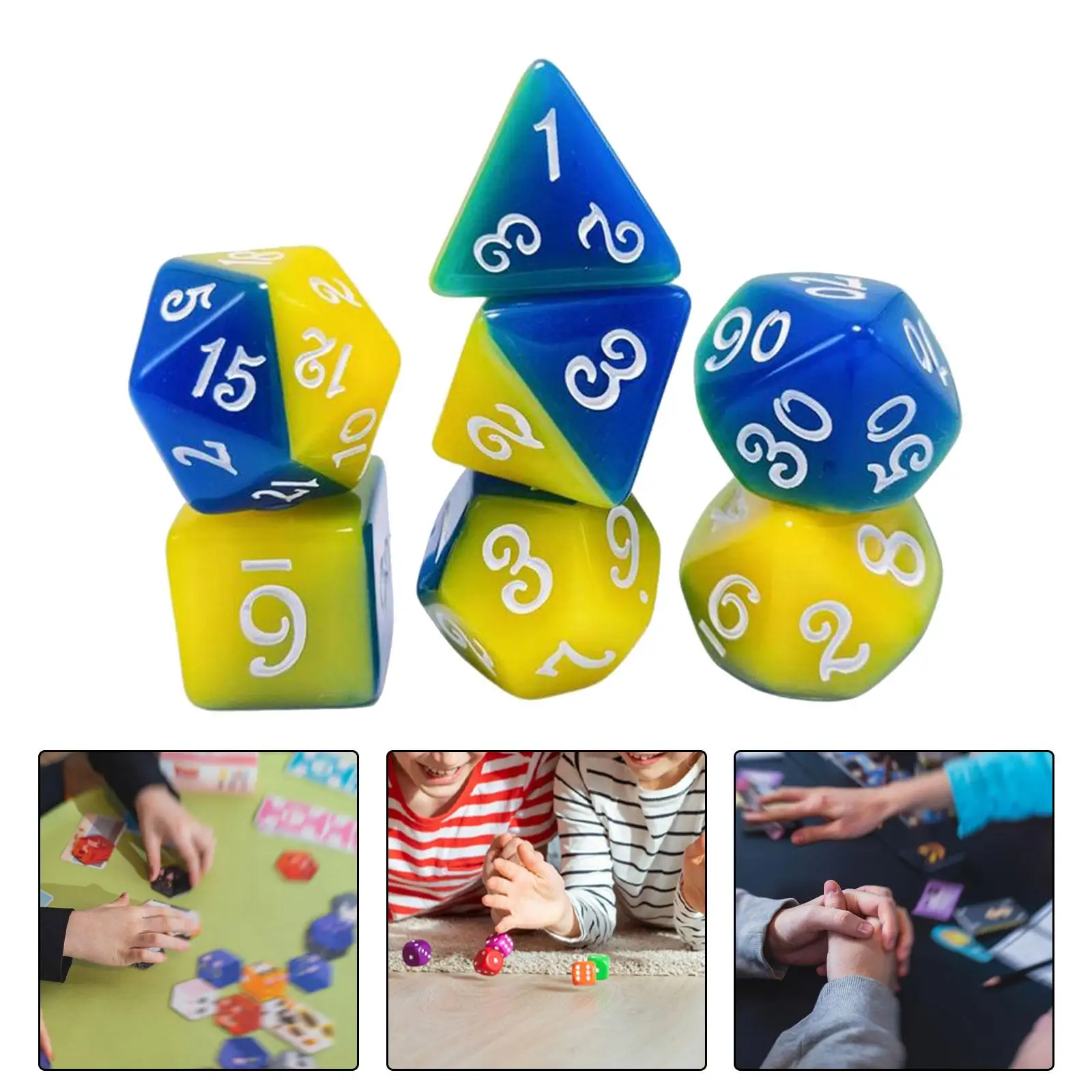 7x Multi Sided Game Dices Math Teaching Toys Acrylic Party Game Dices
