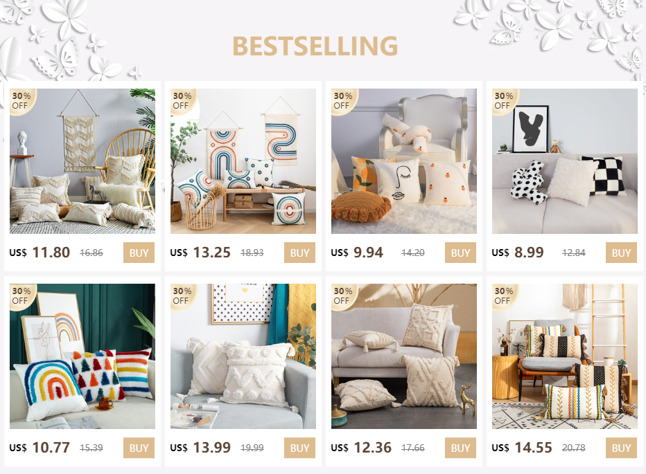 Simple Tufted Cushion Cover Geometric Rhombus Wave Big Tassel Pillowcase Hand-tufted and Crocheted Decorative Sofa Pillow Cover