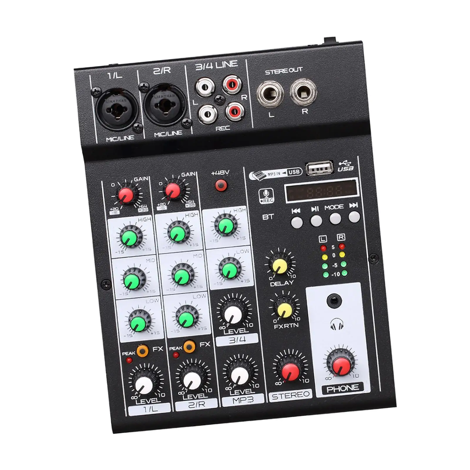 4 Channel Audio Mixer with USB Ports Sound Mixer for DJ studio Webcast