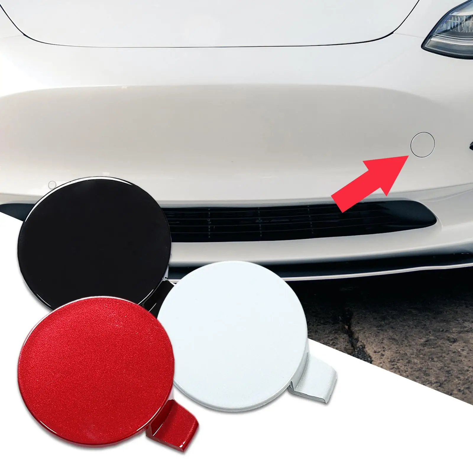 Front Bumper Tow Hook Cover Caps for Tesla Model 3 Bumper Cover Auto Replacement Parts