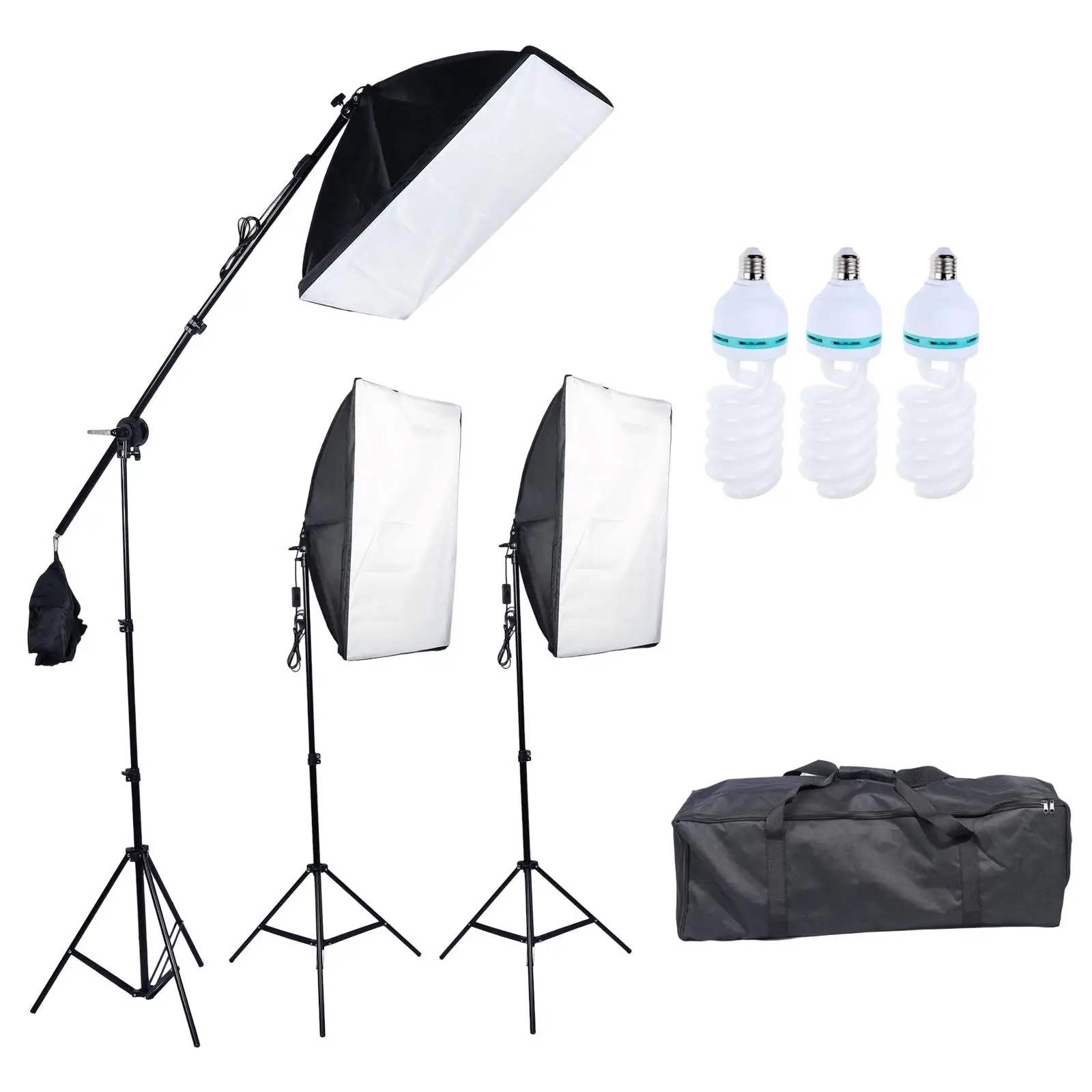 14Pcs Photography Lighting Kit Adjustable Light Stand Complete with Storage Bag Cross Arm Softbox Lighting Kit for Video Product