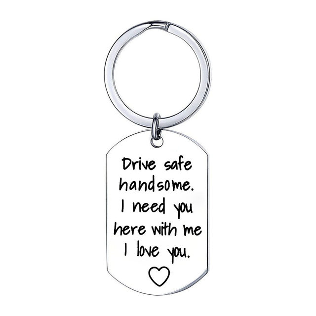 LIBOOI Drive Safe Keychain, Have Fun Be Safe Make Good Choices Stainless Steel Keychain Christmas Birthday Gifts