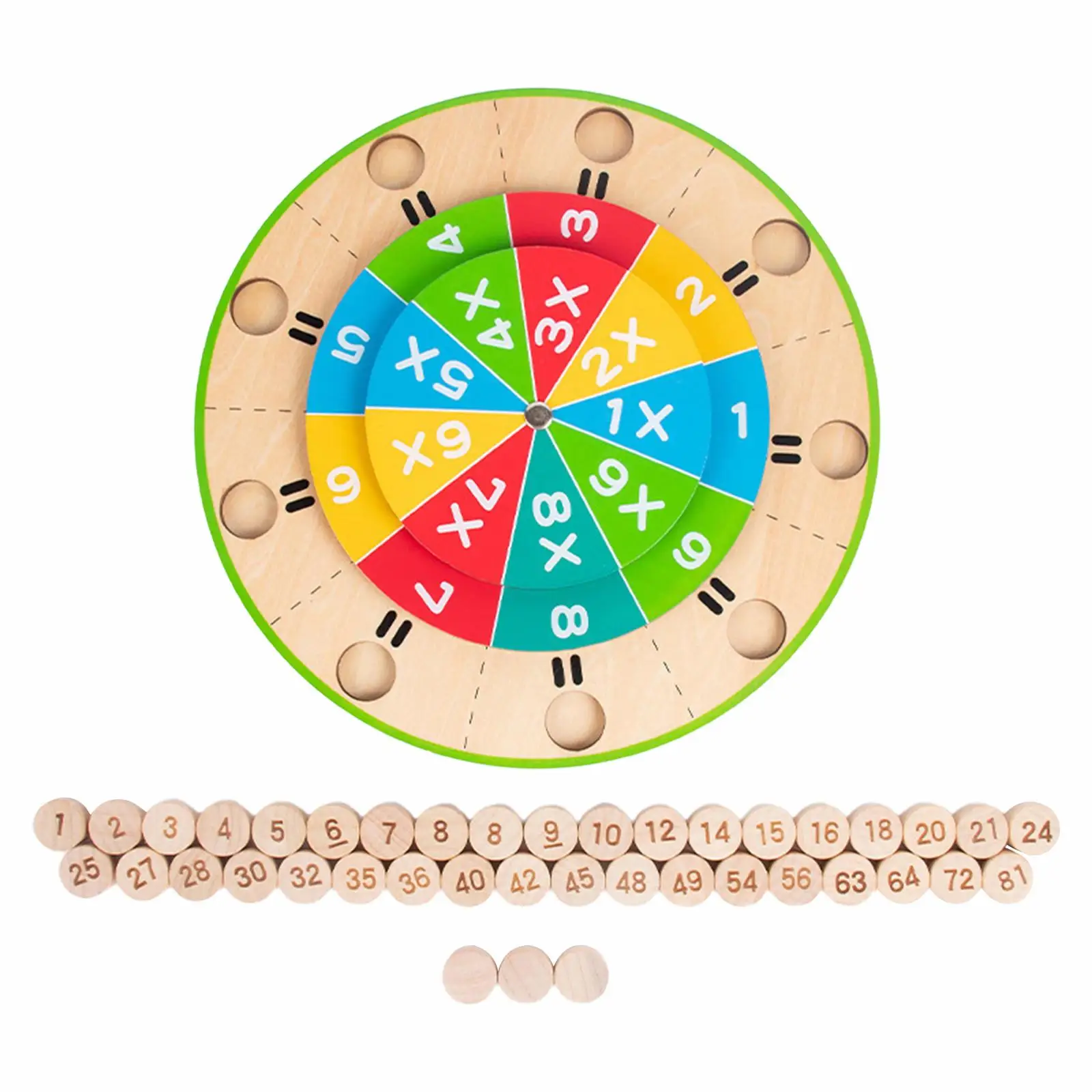 Wooden 99 Multiplication Turntable Math Skills Development Multiplication Enlightenment for Classroom Kids Boys Girls Homeschool