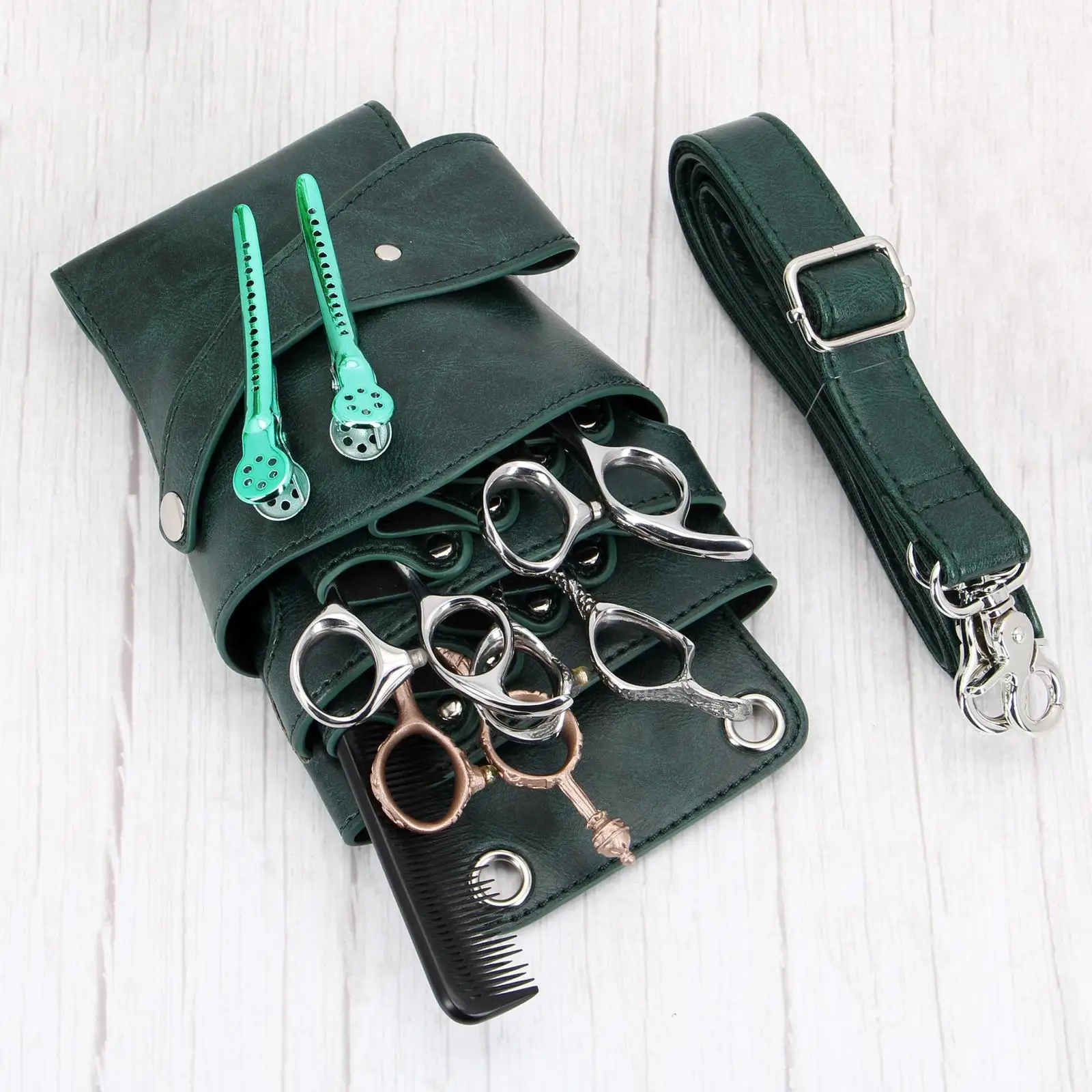 Hairdressing Scissor Bag Pouch Hair Styling PU Leather Waist Pack for Salon Barber Toolkit