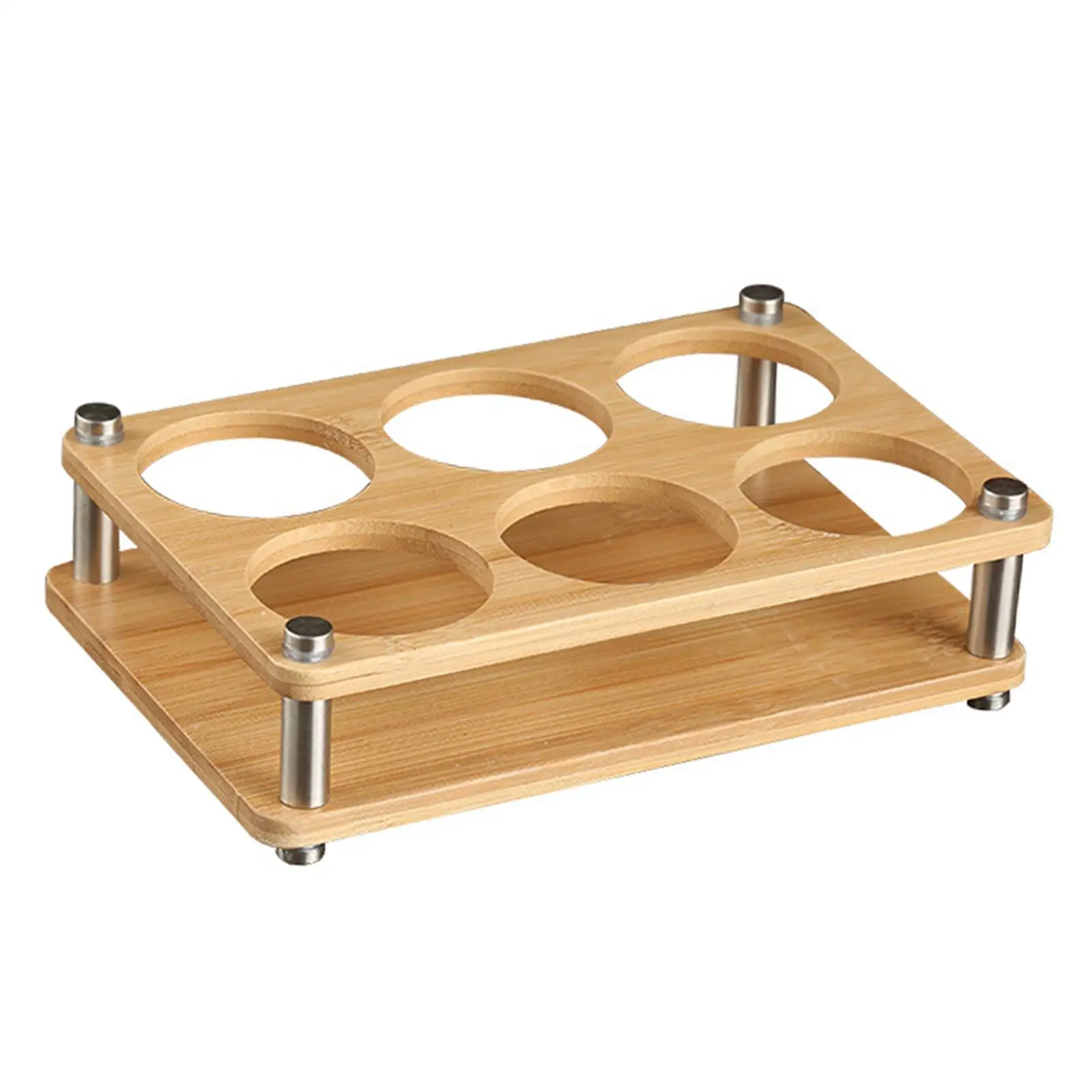 6 Holes Shot Glass Tray Holder Wooden Cup Rack Multifunction Durable Storage Carrier Mug Organizer for Restaurant Home Nightclub