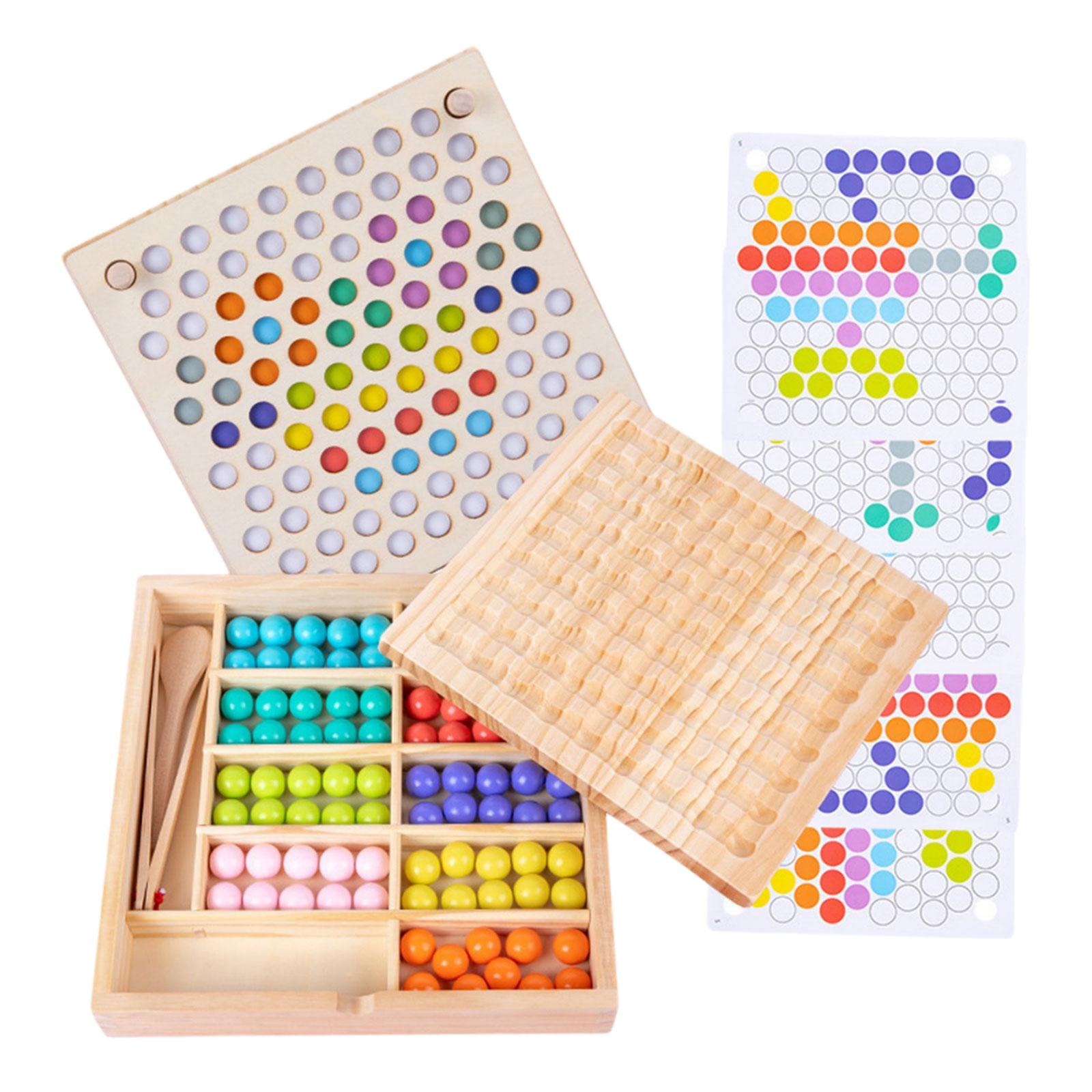 Wooden Board Bead Game Elimination Bead Toys Fine Motor Skills for Preschool Ages 3 4 5 6 7 Boy Girl