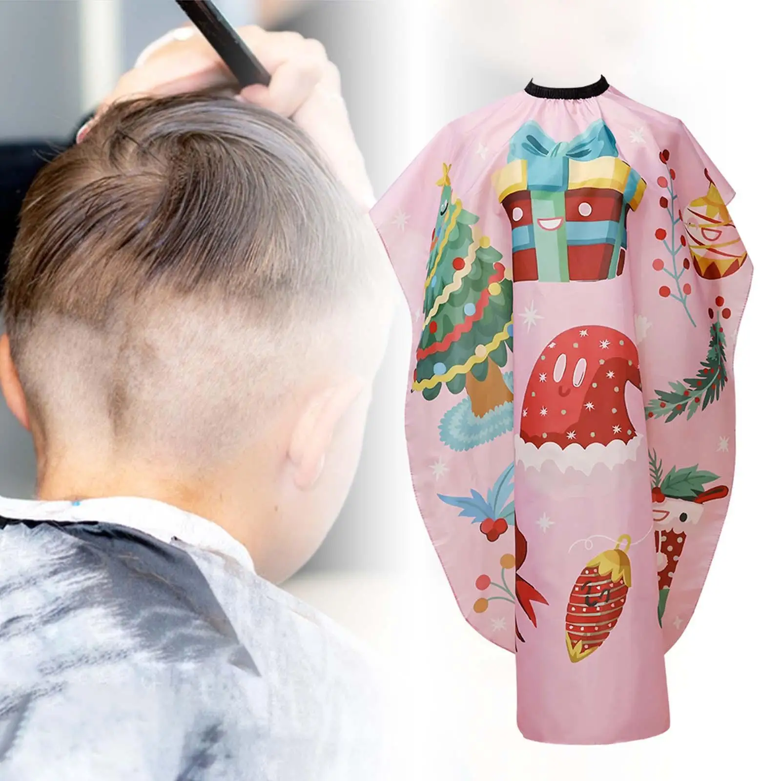 Child Hair Cutting Cape Easy to Lock Metal Clip Waterproof Cloth for Barber Shop with Adjustable Neckline Kids Haircut Cape