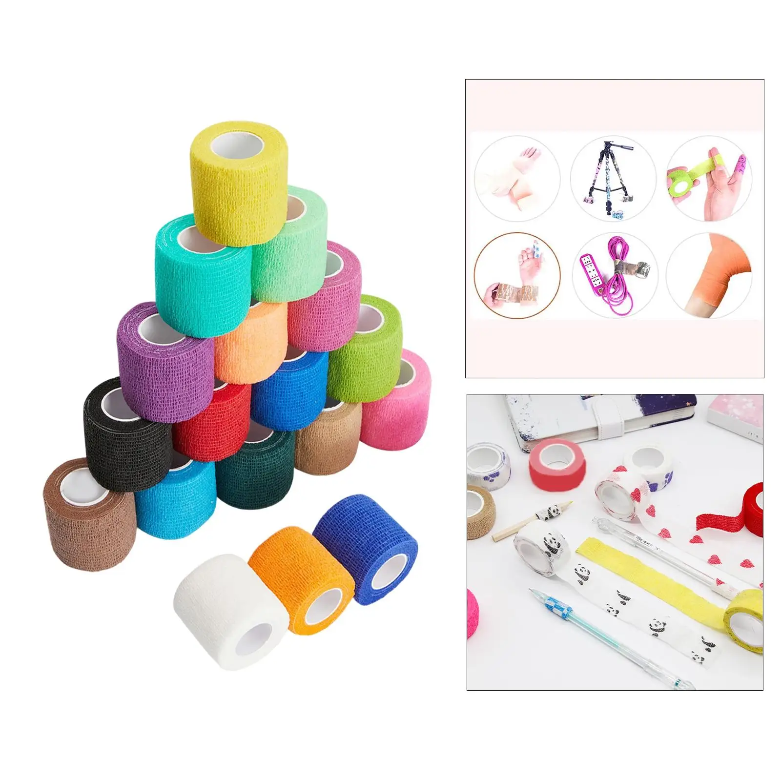 18Pcs Self Adhesive Bandage Vet Tape Cohesive Wrap Stretch for Nails Outdoor Sports