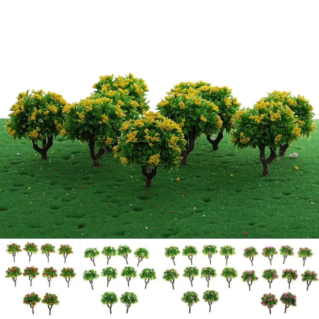 10 Pieces Model Flower Trees Layout Landscape Scenery 1:200 Z Scale