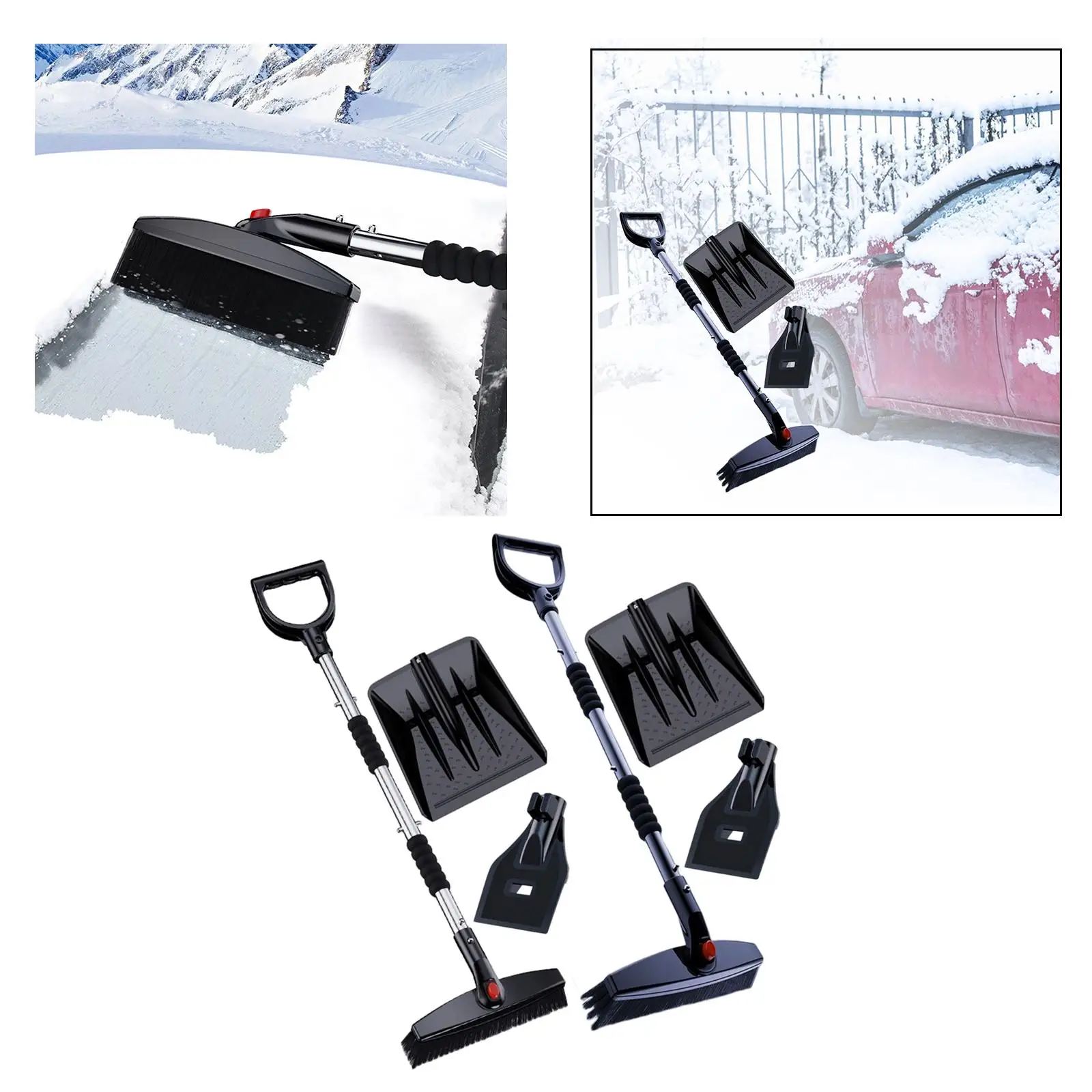 Portable Snow Removal Tool car Window Snow Cleaner Stainless  Handle  Rotatable Head for Truck Car Vehicles Auto