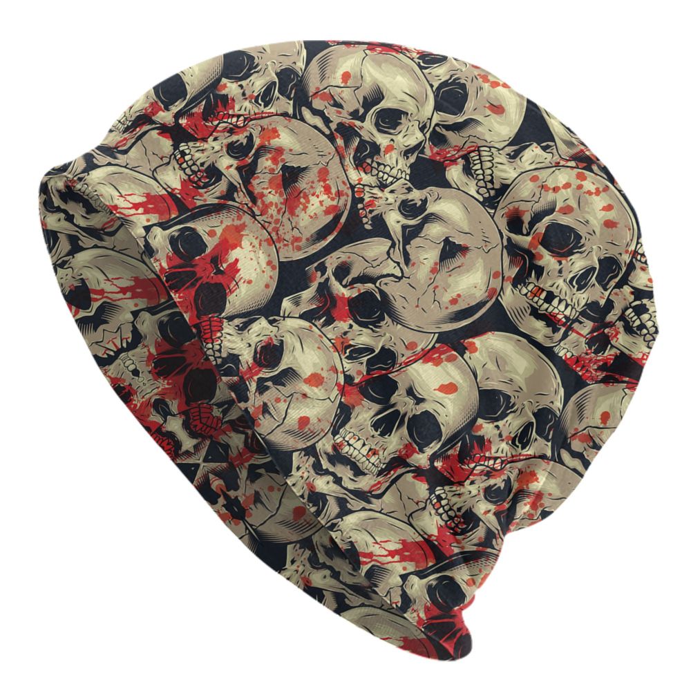 Benutzerdefinierte Schädel Druck Motorhaube Hüte Straße Stricken Hut Für Frauen Männer Winter Warme Horror Skeleton Tod Skullies Beanies Caps – Detail 25