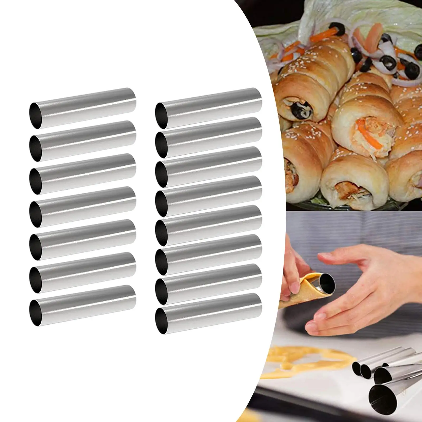 15x Stainless Steel Cannoli Form Tubes Baking Tools for Desserts Making Butter Horns Ice Cream Cones Pastry
