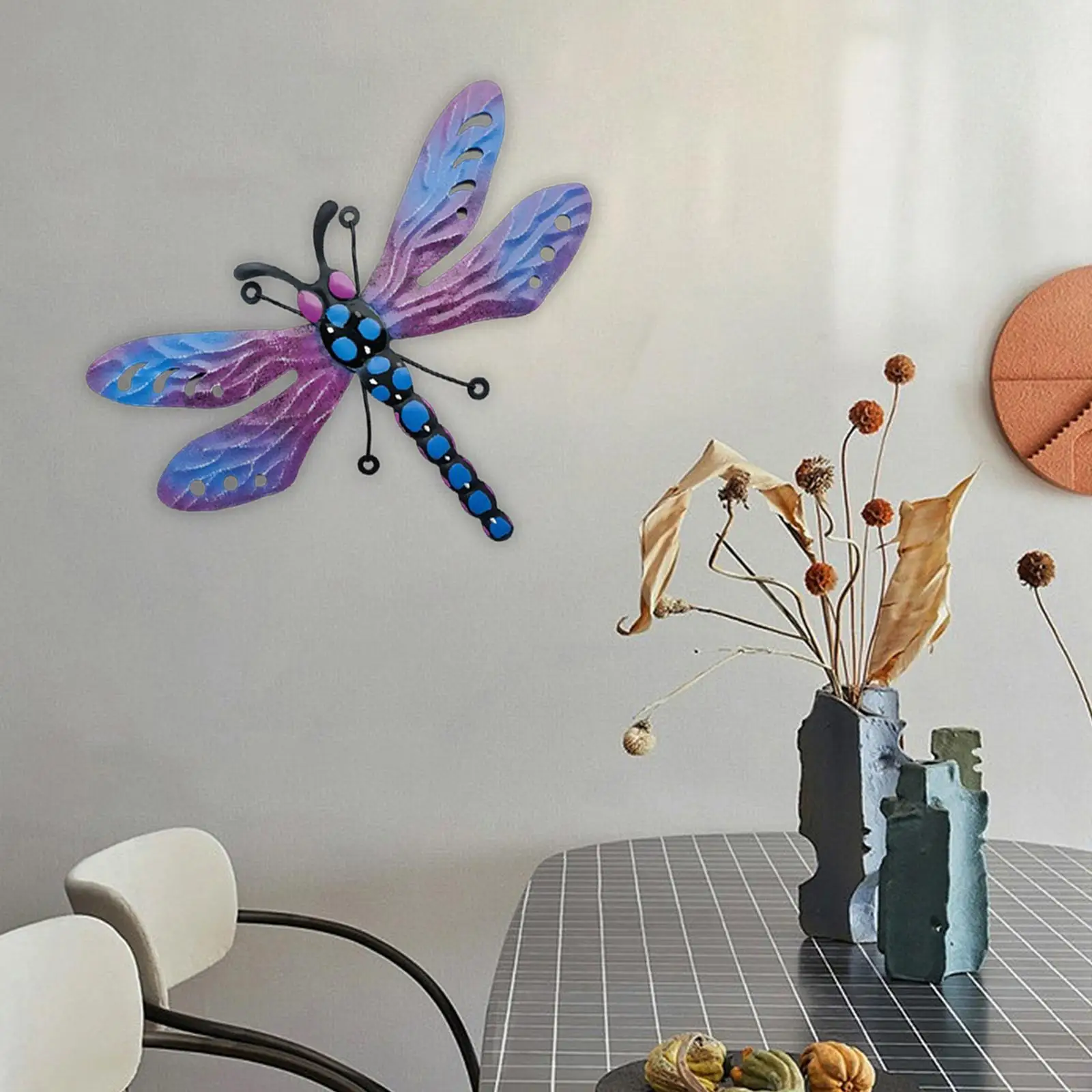 Creative Dragonfly Wall Art Decor Metal Ornament for Patio Farmhouse Porch Garden