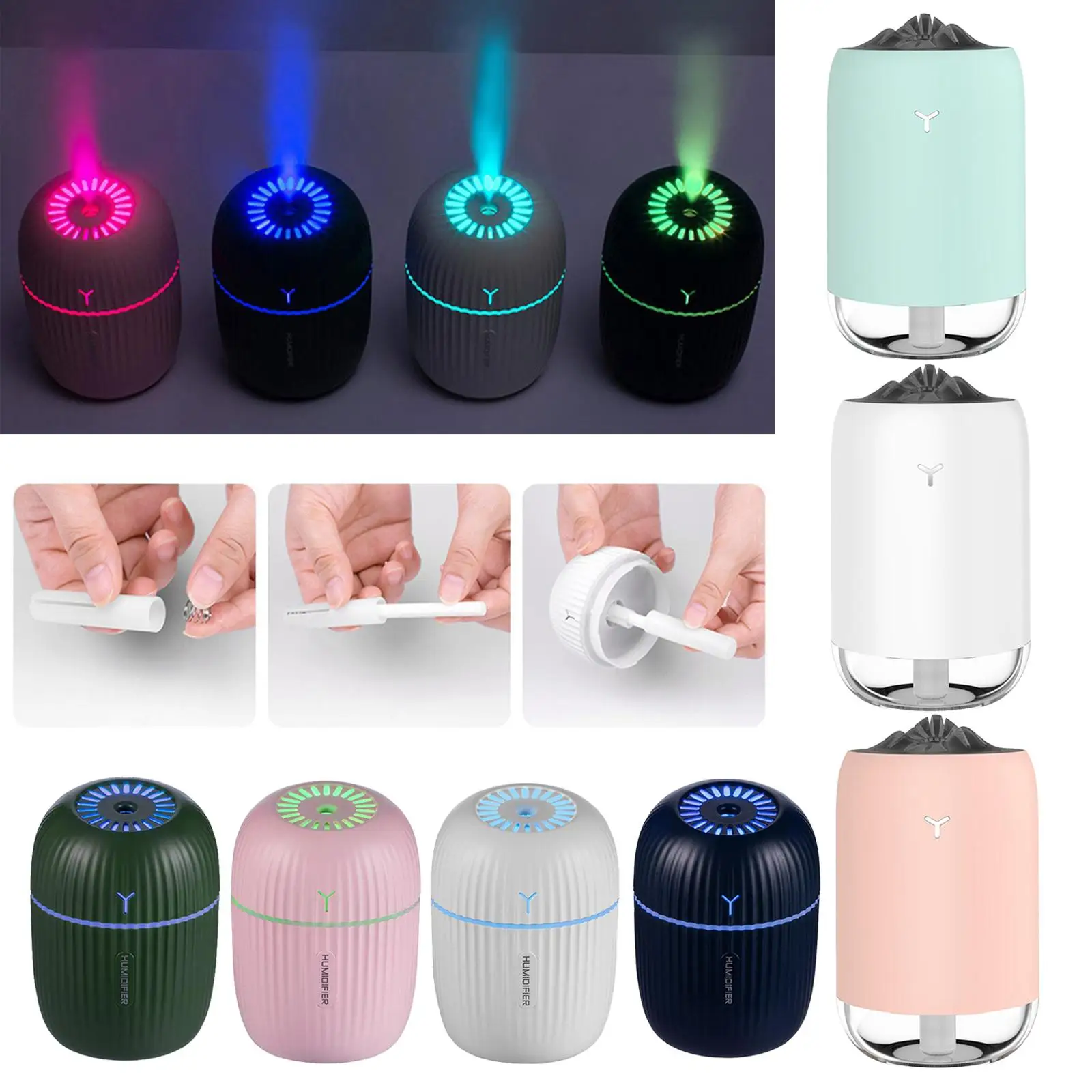 Portable Cool Mist 200/260ML Ultrasonic Humidifier Tabletop Night Light Home Office Use