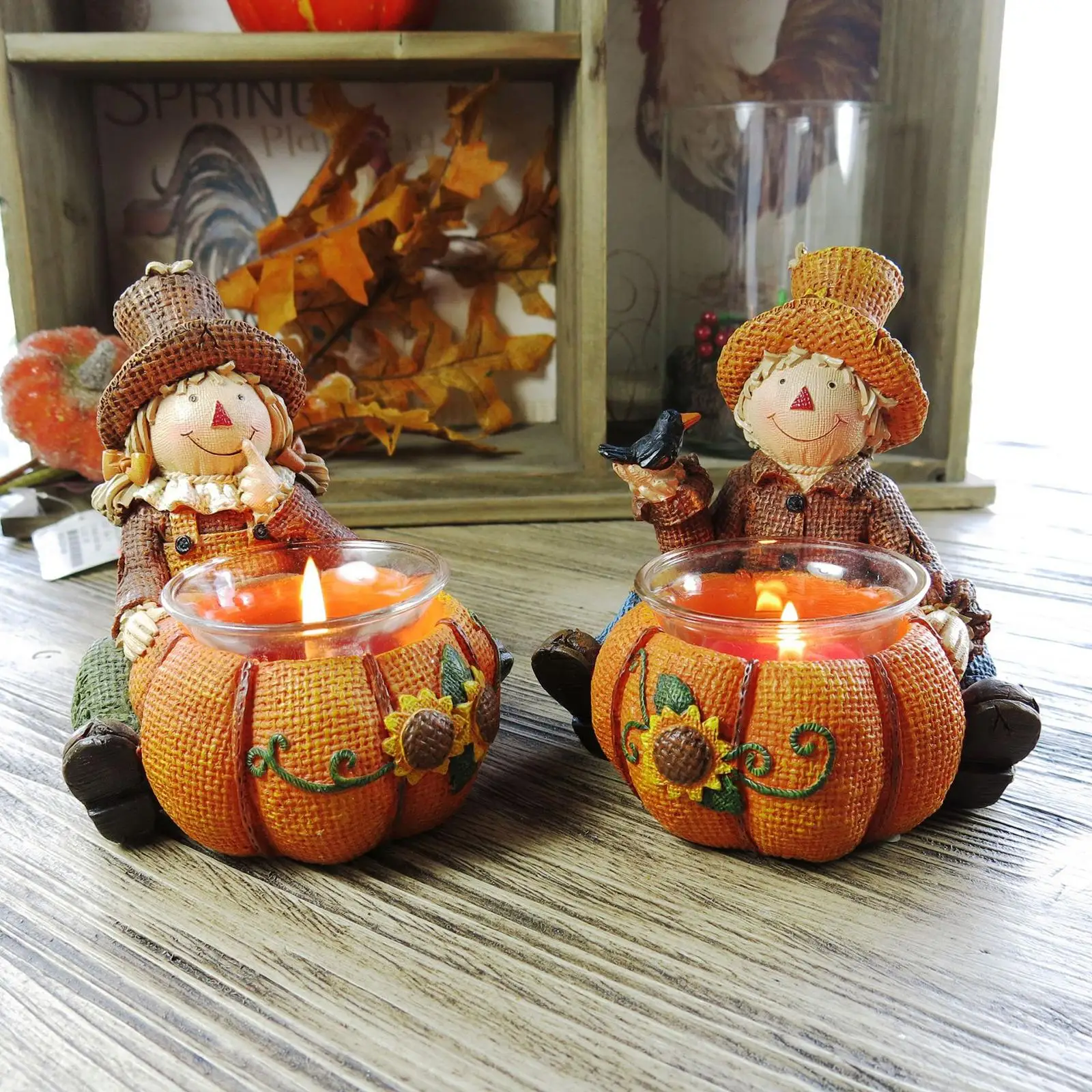 Small resin gourd votive tealight holder, figurine, Thanksgiving