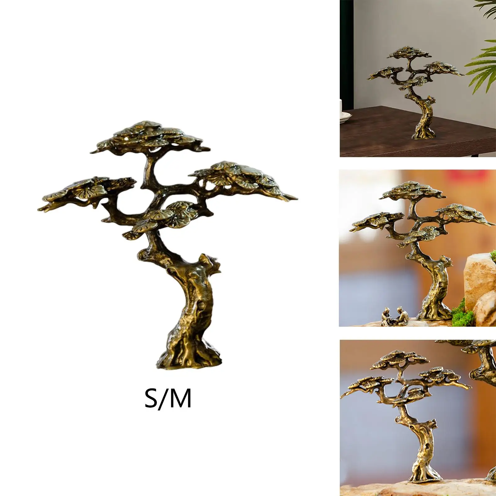 Antique Tree Statue Miniature Figurine Mini Welcoming Pine Ornament for Festivals Bonsai Decoration