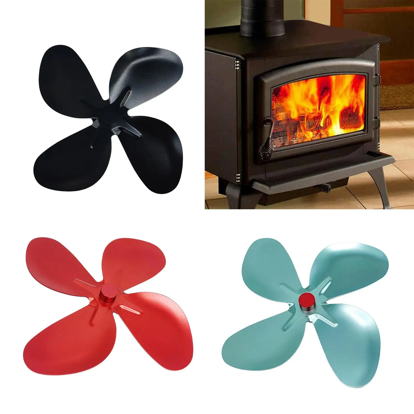Stoves Fan Blade 4 Balde Quiet Fireplace 175mm Circulating Warm Fan with Screws and Screwdriver Fan Blade Replacement