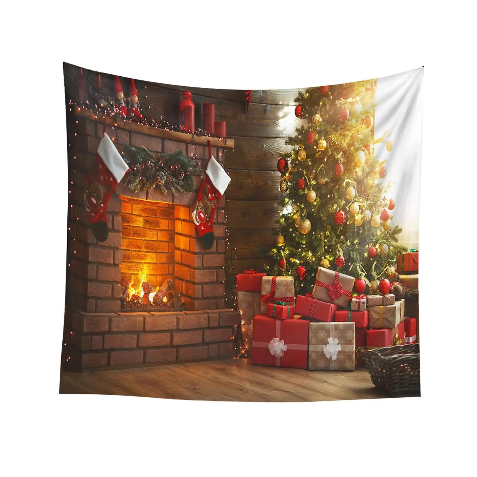 Portable Christmas Photography Background Winter Tapestry Wall Hanging Tapestry Christmas Tapestry for Bedroom Home Decoration
