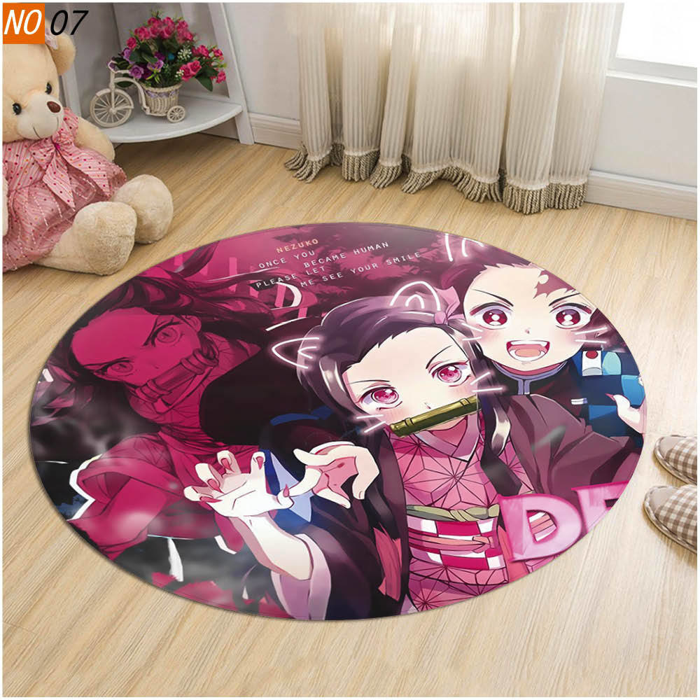 Waliicorners Anime Demon Slayer Round Carpet Rug Non-Slip Gaming Mat Floor Mat Carpets Rug Home Decor 10 S0527344f1970402b8870d329c832e6a9N
