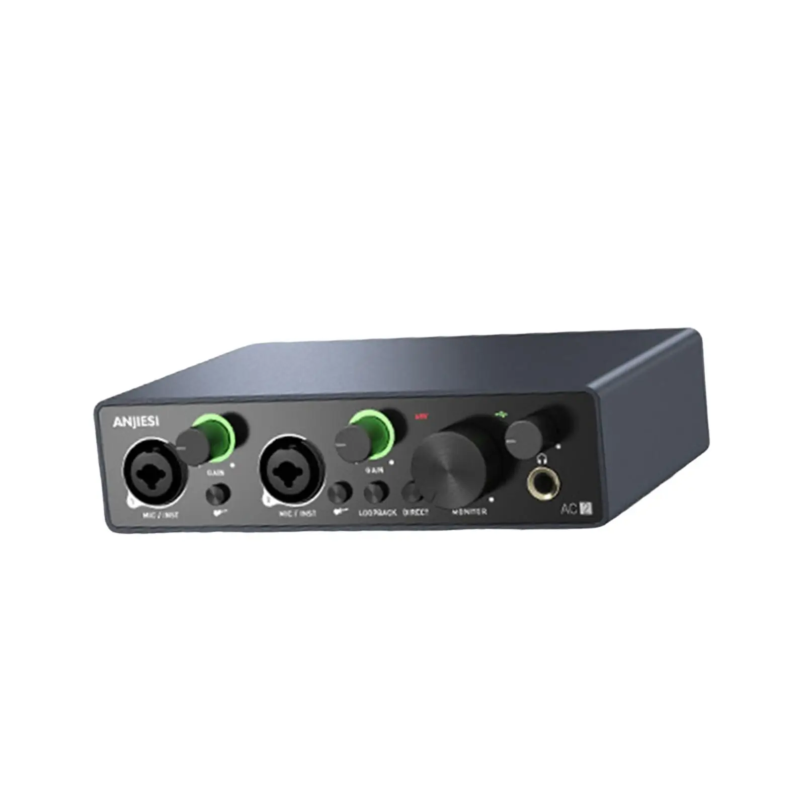 USB Audio Interface 2 Input 24Bit/196KHz Plug and Play for Podcasting Vocalist Podcaster