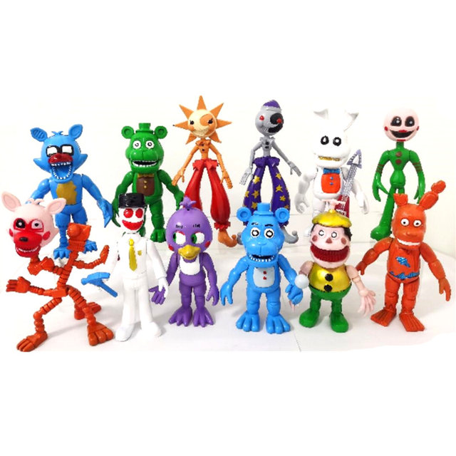 6pcs/set FNAF Midnight Toy Bear Nightmare Game Fazbear Foxy Chica Puppet  Figurine Anime Doll Action Figure Model Collection