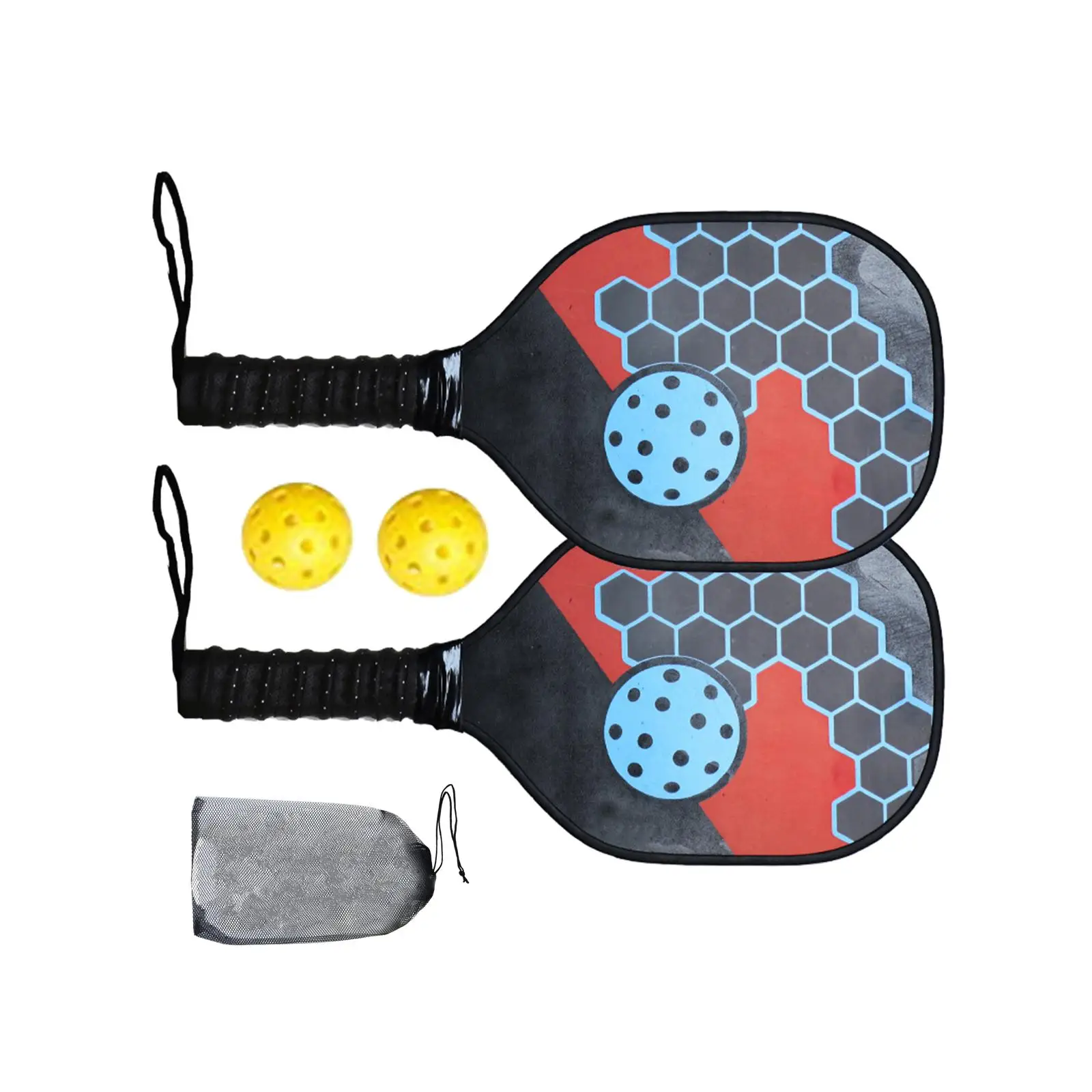 Wood Pickleball Paddles Beginner Racket for Families with Mesh Carry Bag