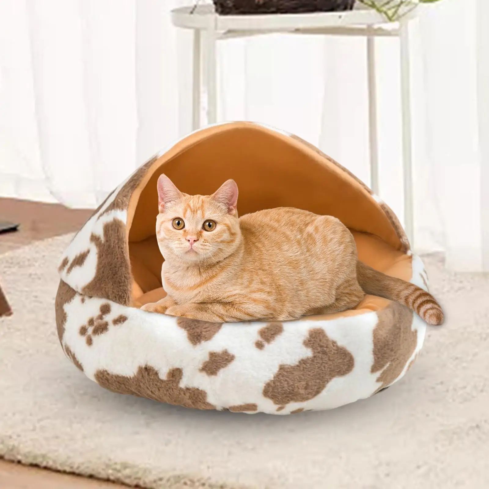 Warm Pet House Dog Tent Nonslip Bottom Self Warming Soft Cushion Nest Cave Cat Bed for Kitty Small Medium Dog Indoor Cats Puppy