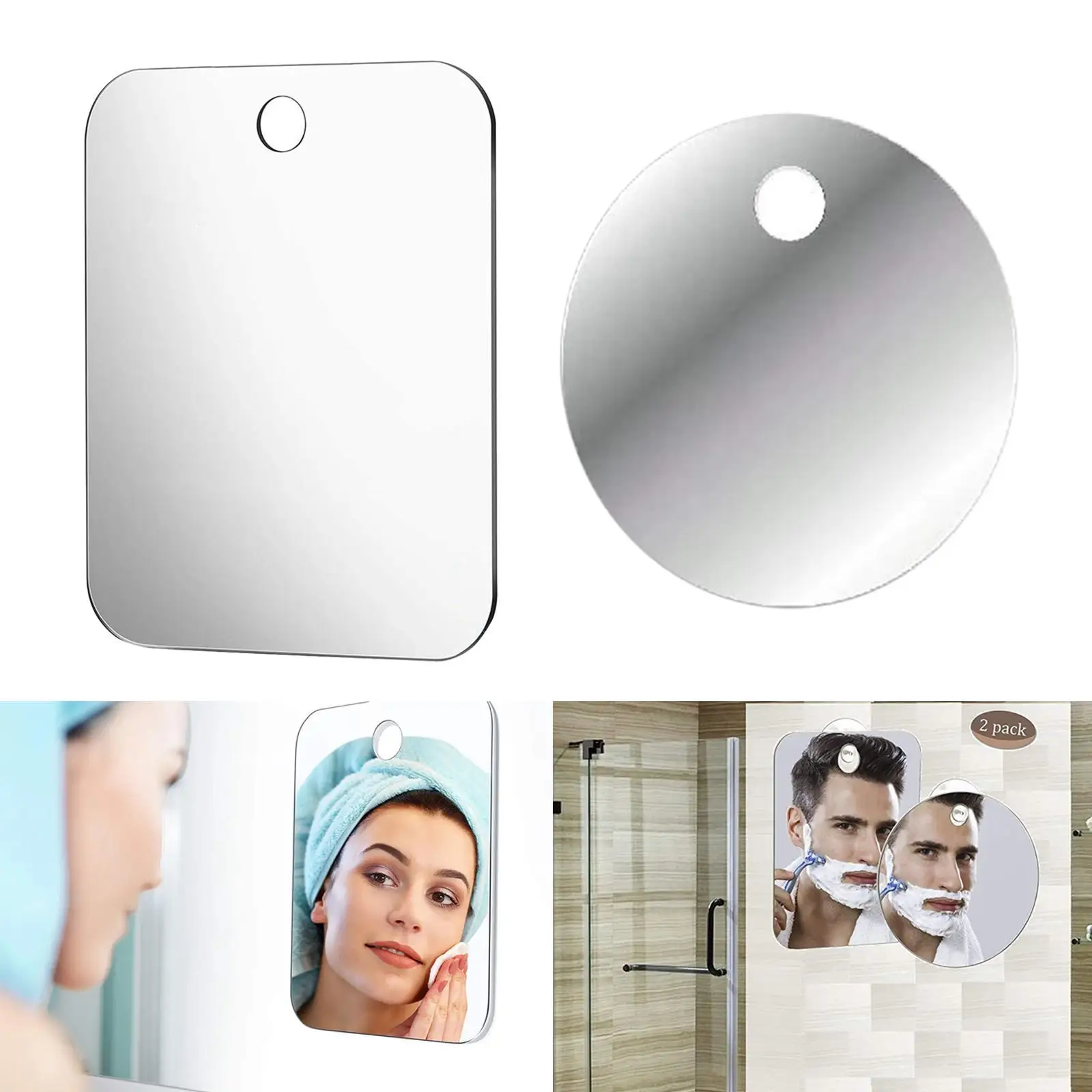  Shower Mirror, Anti Fog with Holder Bathroom Shaving Mirror, Fog- Wall Hanging Mirror for Bathroom Home Traveling