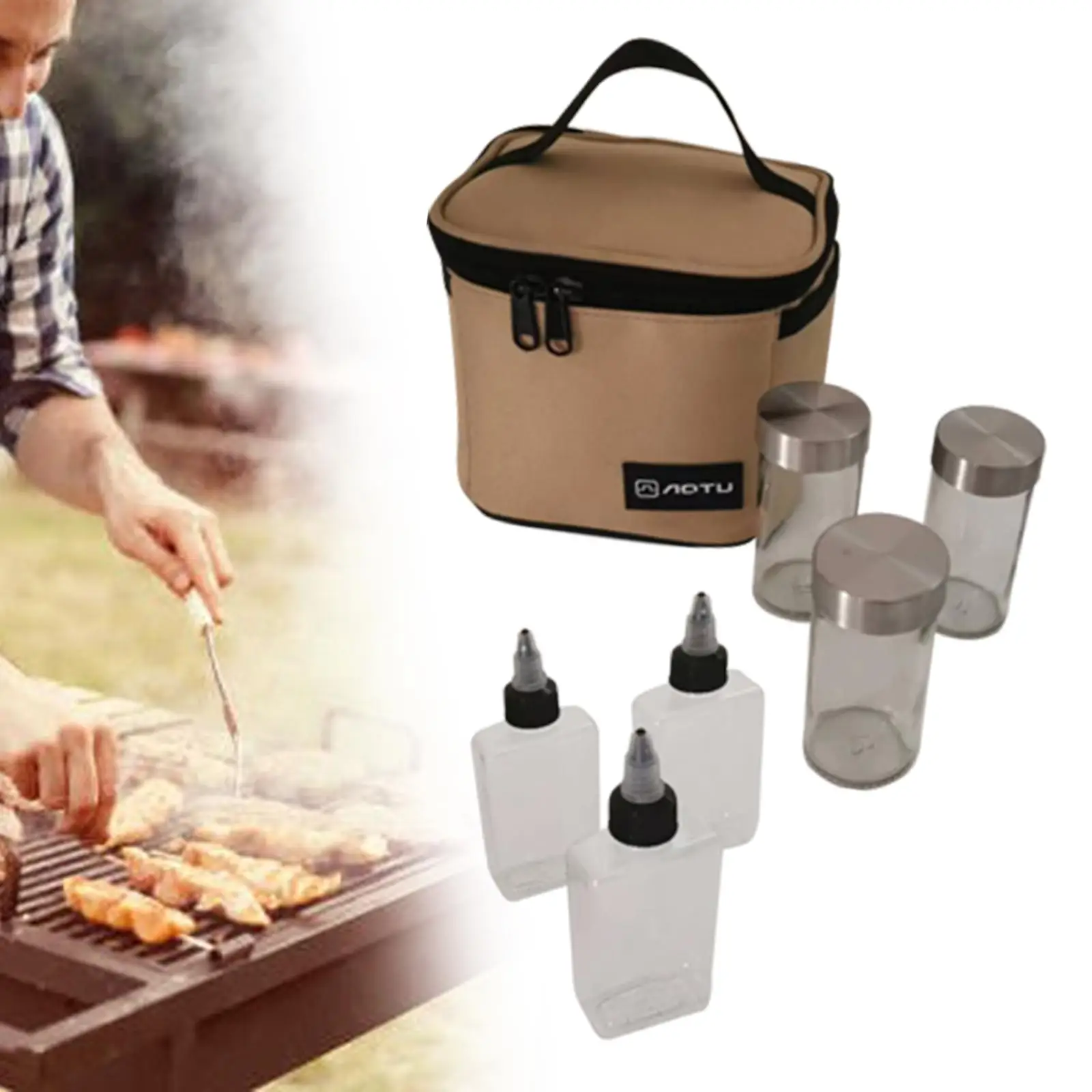 Seasoning Dispenser Set with Bag Spice Shaker Jars for Sugar Condiment BBQ