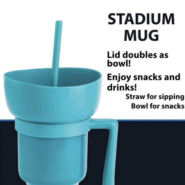 Snack and Drink Cup 2 in 1 Snack Bowl Cup Combo Stadium Tumbler Snack Bowl  Leakproof Portable Travel Snack & Drink Cup with Straw Color Changing  Stadium Cups for Movie Theater Home