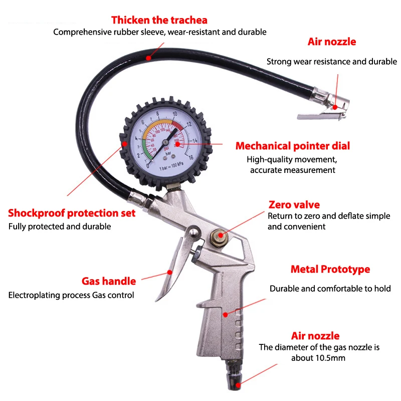 Analog Tire Pressure Gauge Gun For Car | Car Accessories