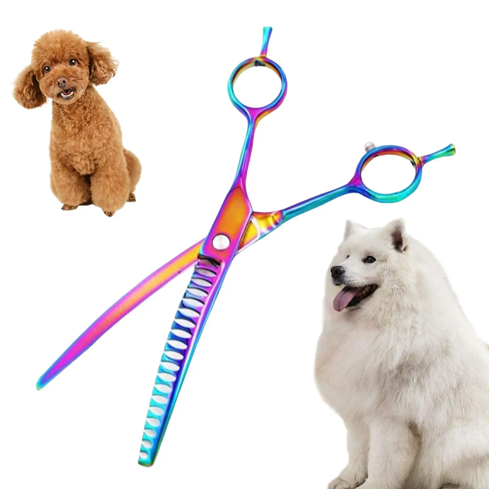 Downward Curved Chunker Shears Colorful Hair Cutting Professional Pet Grooming Scissors Dog Thinning/Blending Scissors for Salon