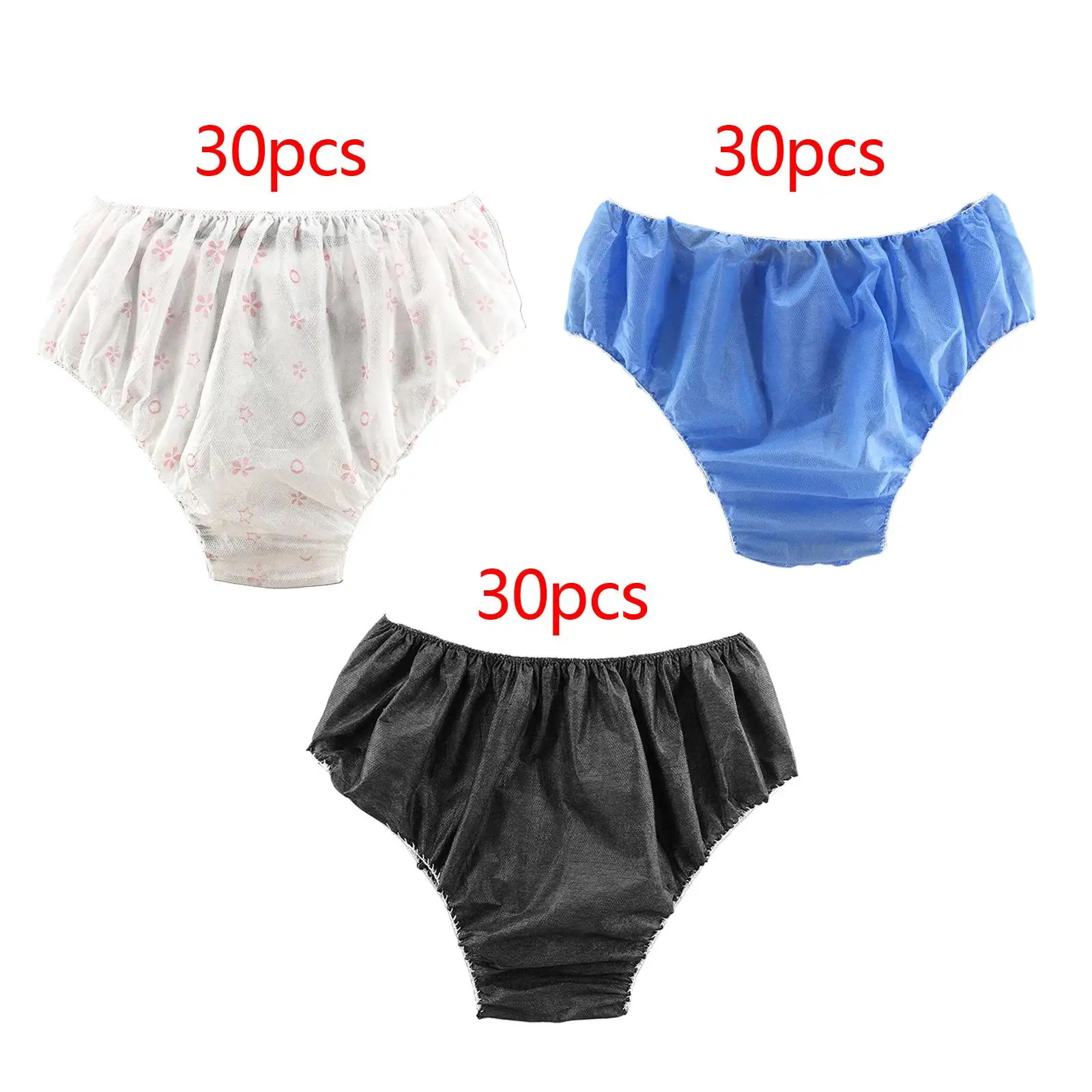 30x Disposable Panties Hygienic Soft Non Woven Fabrics Bikini Panties Underwear for SPA Bathroom Supplies Travel Women & Men