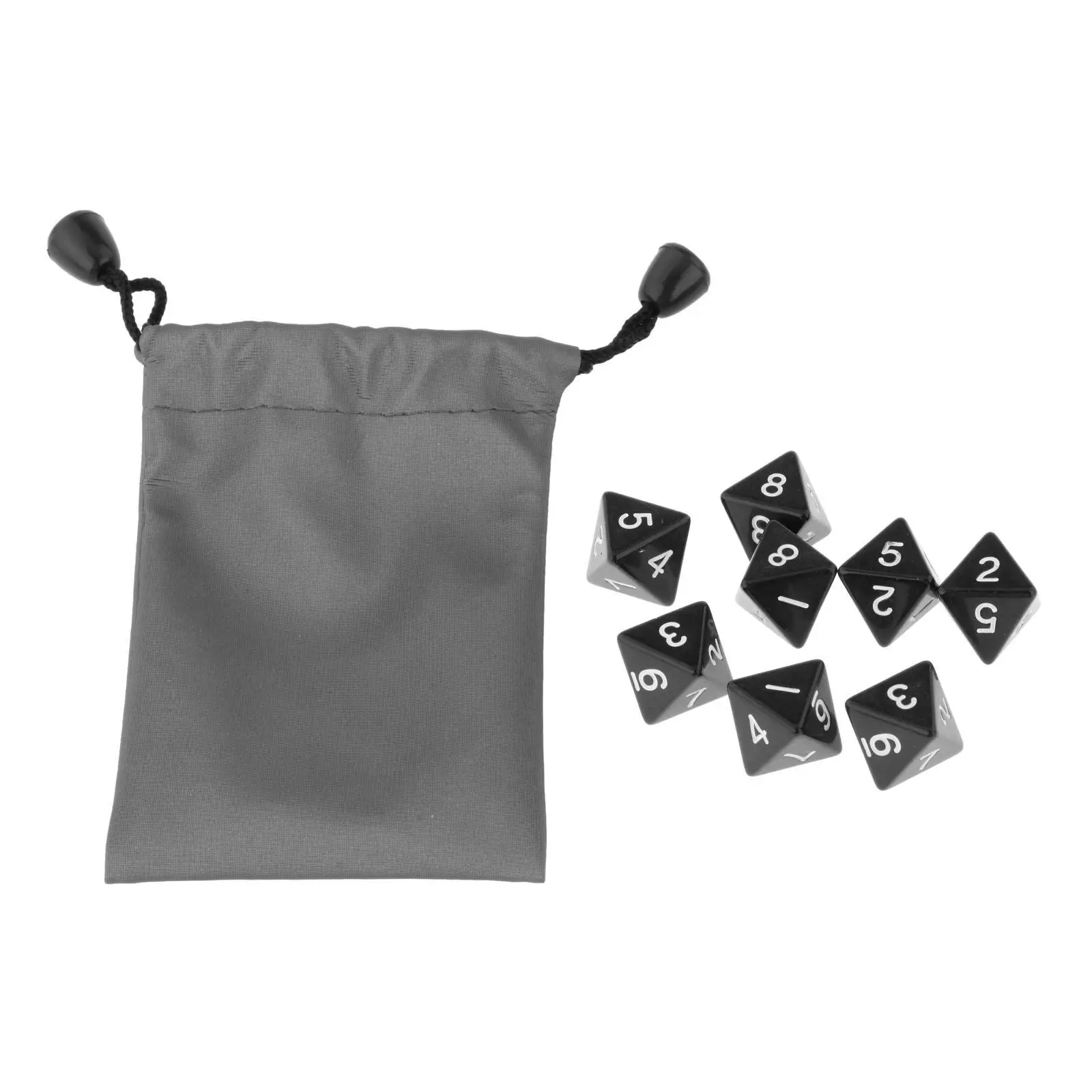 8x Acrylic D8 Digital Dice with Storage Bag Party Supplies Role Playing Dice Set Family Games for Adults Children Kids Teens