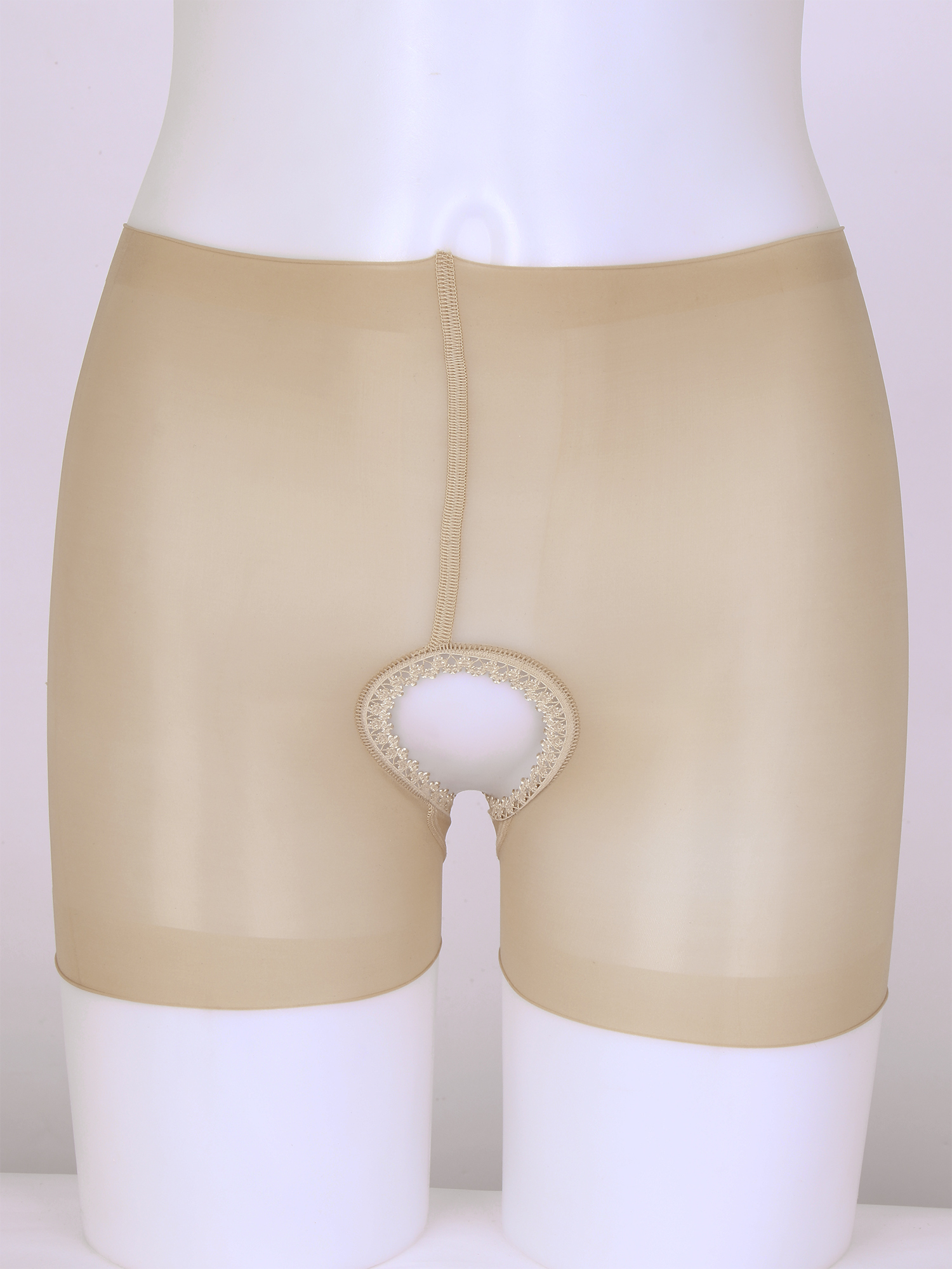 Description Picture 6 of itemWomens Stretchy Open Crotch Shorts Underwear Mens Lingerie Crotchless Sissy Panties See-through Boxer Briefs Underpants