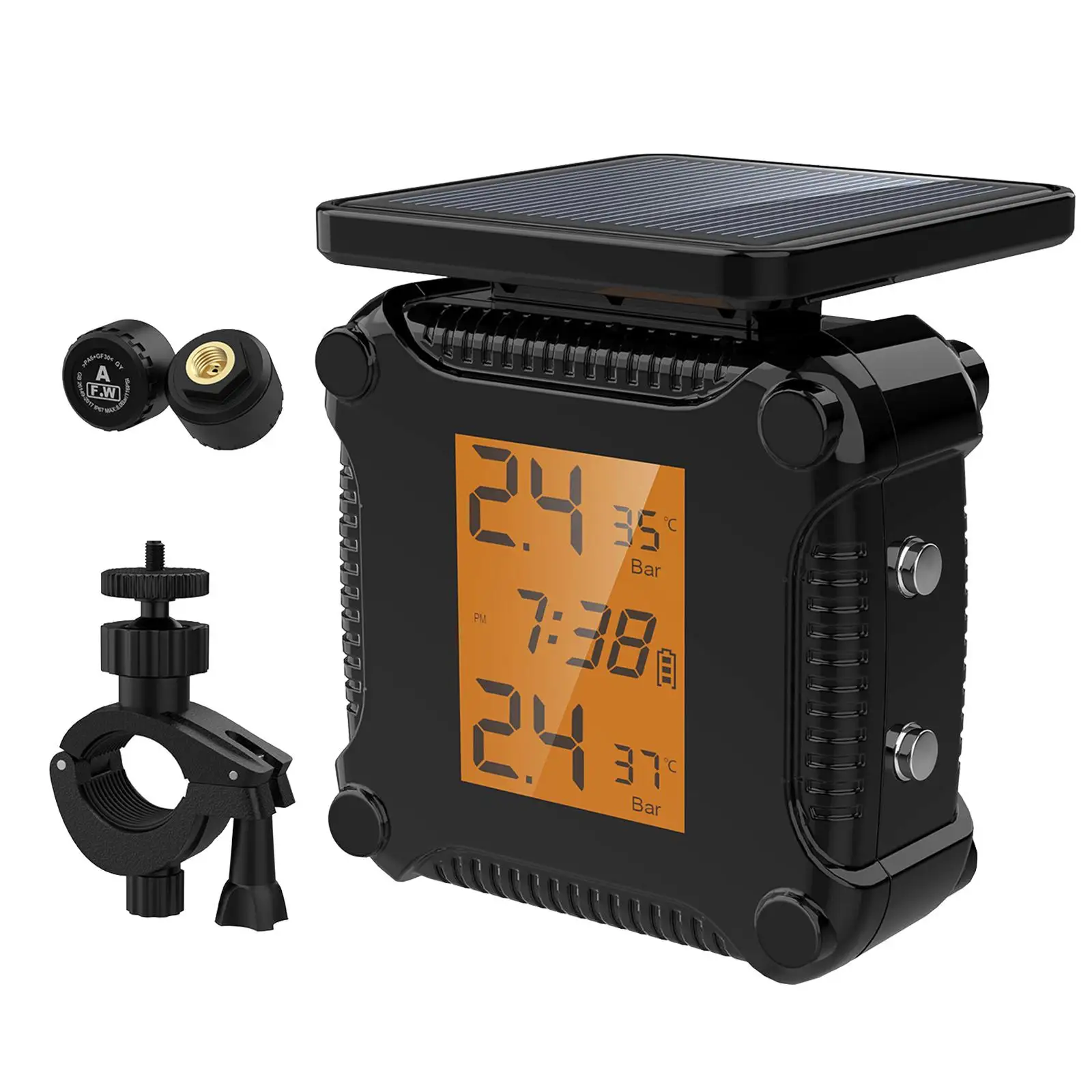 Motorcycle Tire Pressure Monitoring System IP67 Waterproof Real Time Monitoring Pressure Temperature Digital Wireless TPMS