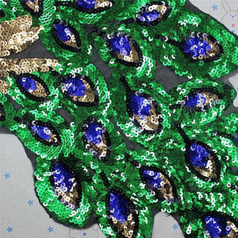 Frauen Pfau Pailletten Stickerei Applikation Patch auf Kleidung Accessoire DIY Mode nähen – Detail 8
