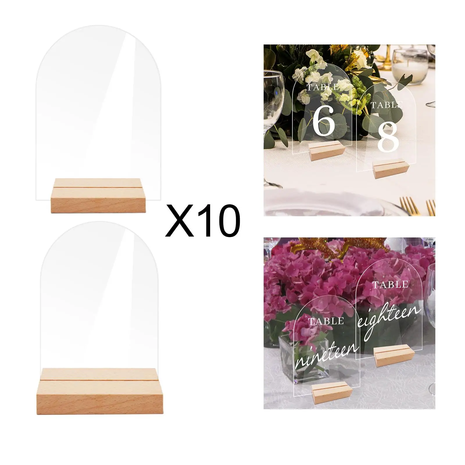 10x Clear Acrylic Place Cards Name Signs Cards Seating Cards DIY Table Numbers