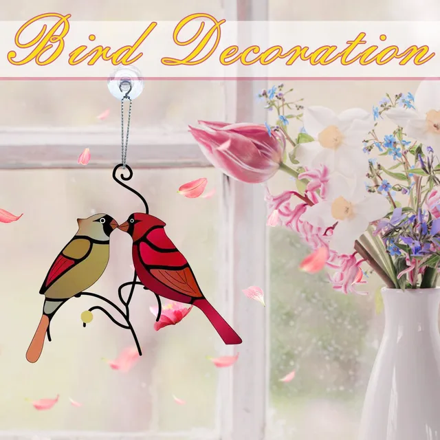 Cardinall Bird Stained Glass Suncatcher Bird Dyeing Decoration Window  Hanging Theme Decoration Gnomes for The Garden Outdoor - AliExpress