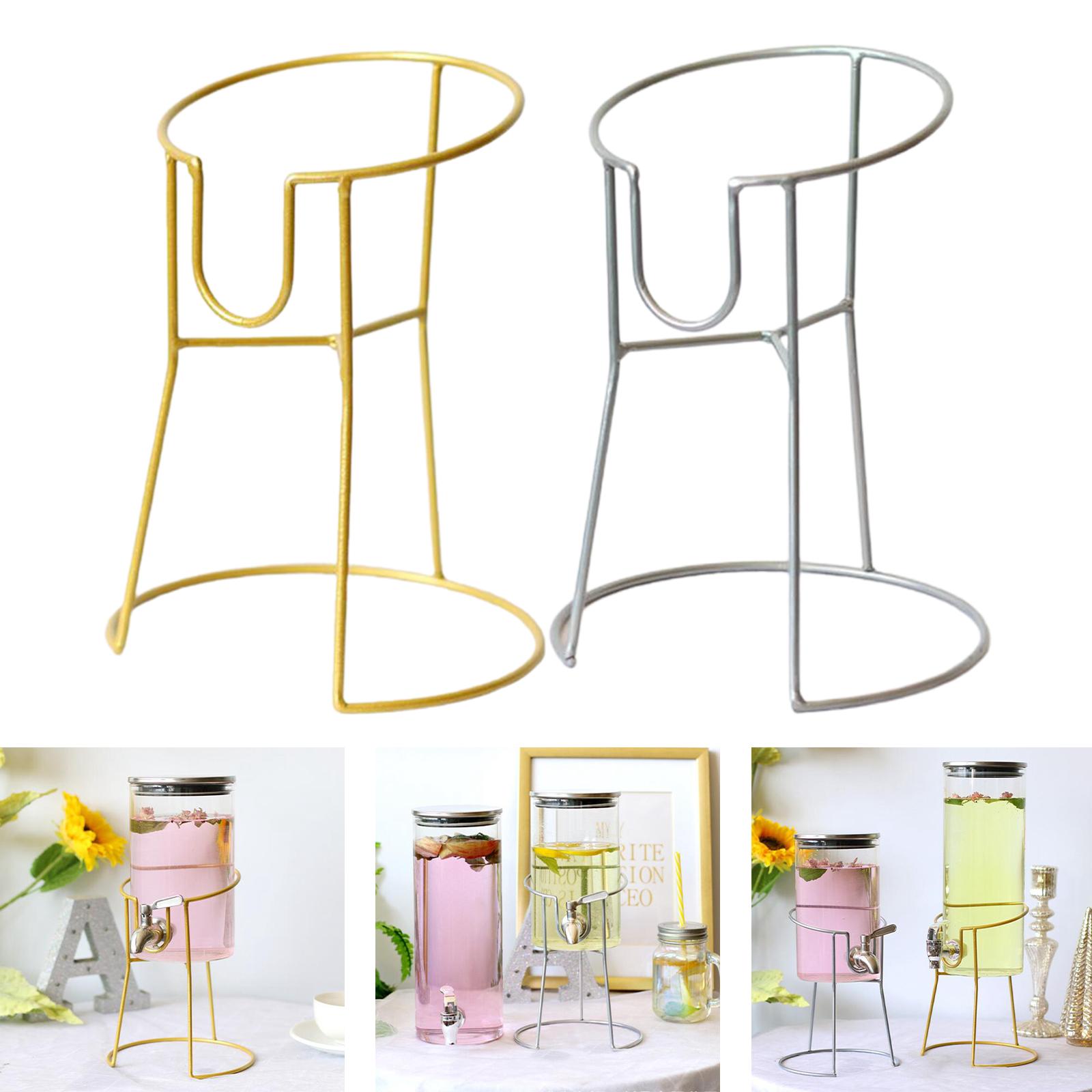 Iron Drink Dispenser Stand 4.7inch Dia. Lemonade Containers Glass Jar Stand Round for Weddings