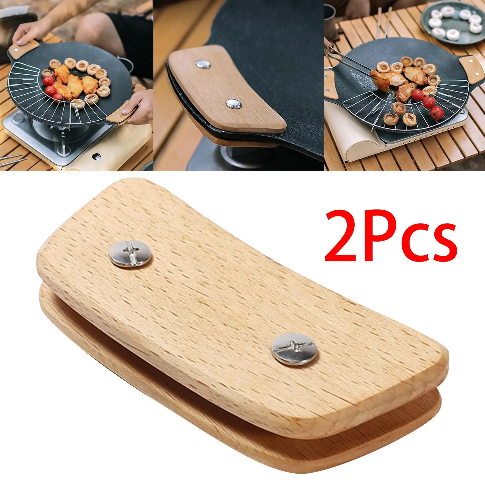 Wooden BBQ Pan Handle Grip Heat Resistant for Sauteing Grilling Pan Sauce Pan Outdoor