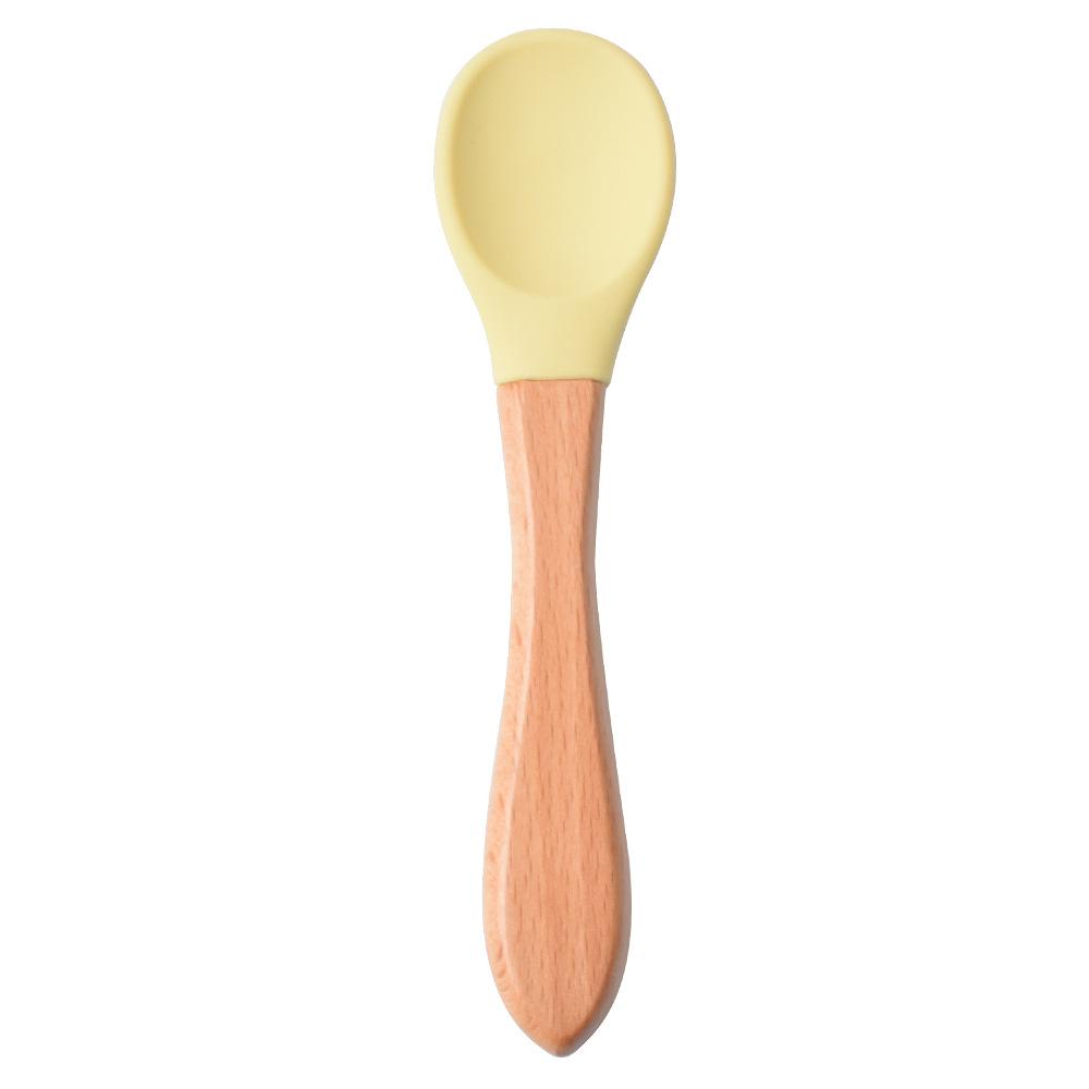Cuillère Et Fourchette Bébé Sécurisées – Inox Avec Manche En Bois, Design Anti-étouffement