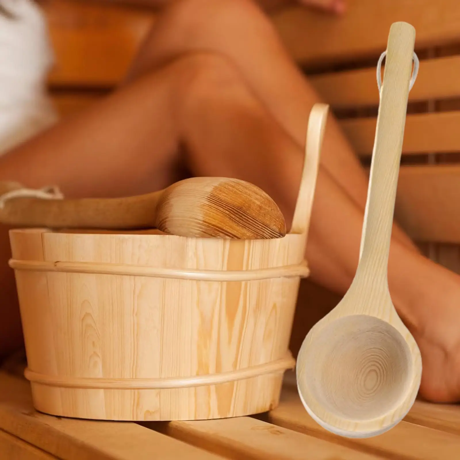 Wooden Bath Ladle Multipurpose Water Dipper Spoon for Bathroom Bathtub Sauna