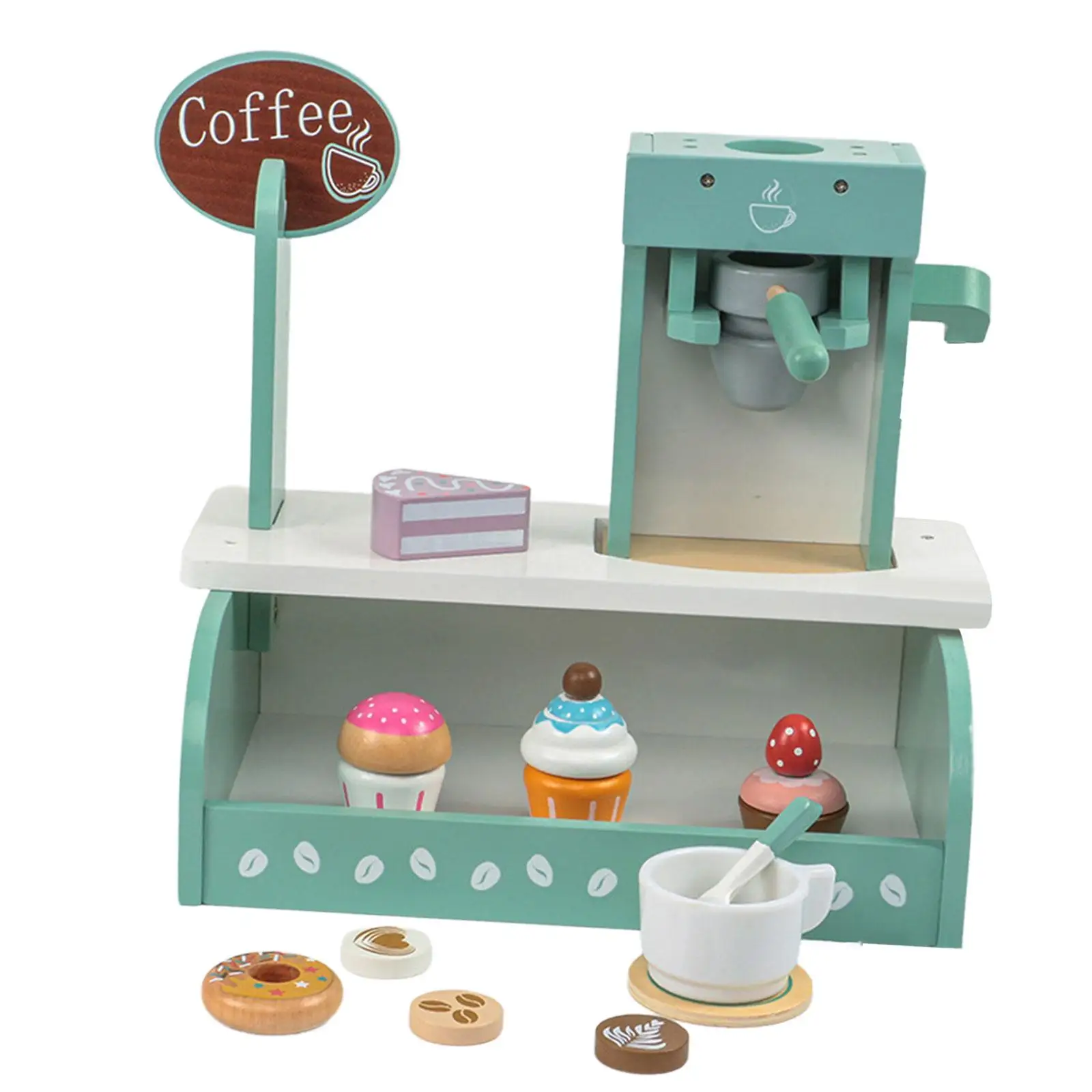 Kids Coffee Maker Playset Toy Wooden Coffee Maker Set for 3+ Year Old