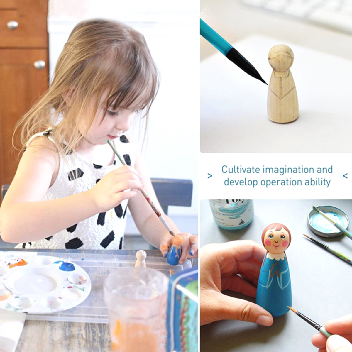 Description Picture 4 of item20pcs Wooden Peg Dolls Unpainted Figures Unfinished Wooden Dolls Family Decorative for Kids Painting DIY Arts Crafts Gifts